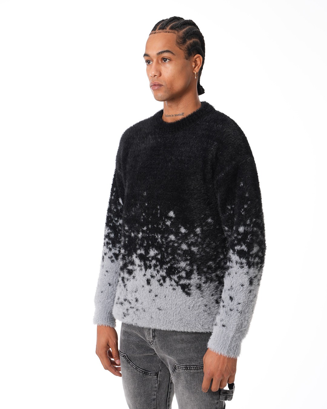 Contrast Gradient Knitwear Sweater - gray