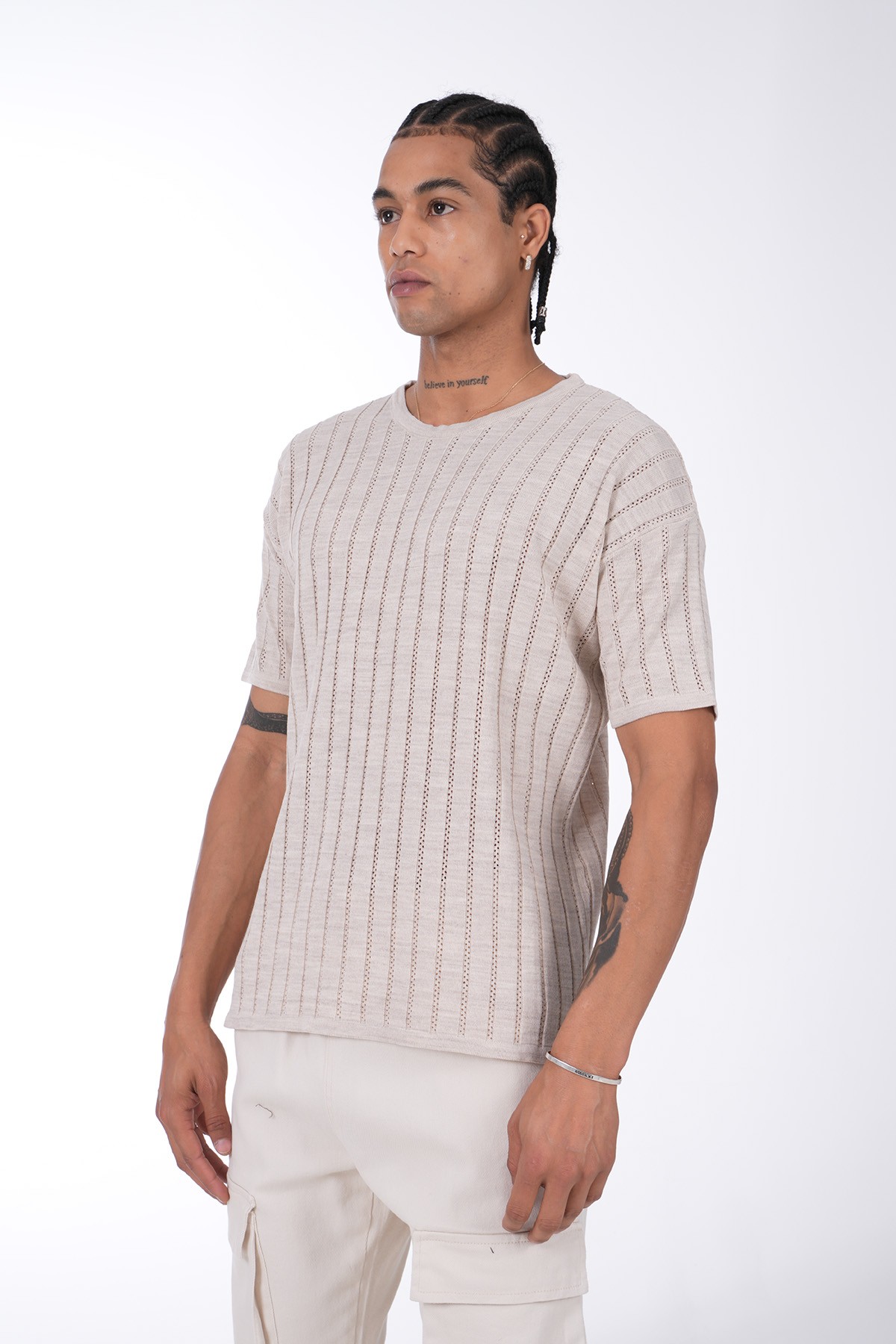 Basic Acrylic T-Shirt - Beige