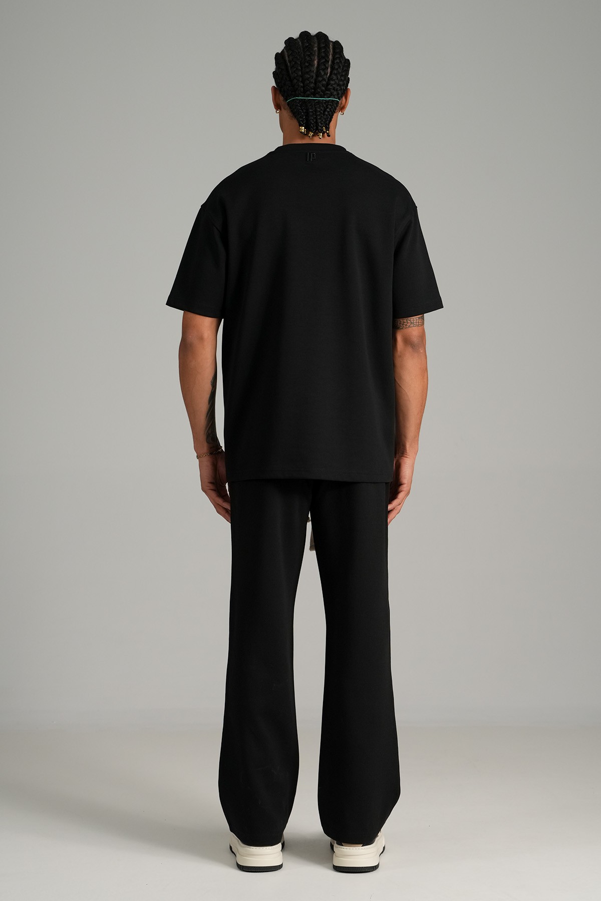 Yonca Detaylı Tişört Pantolon Takım - black