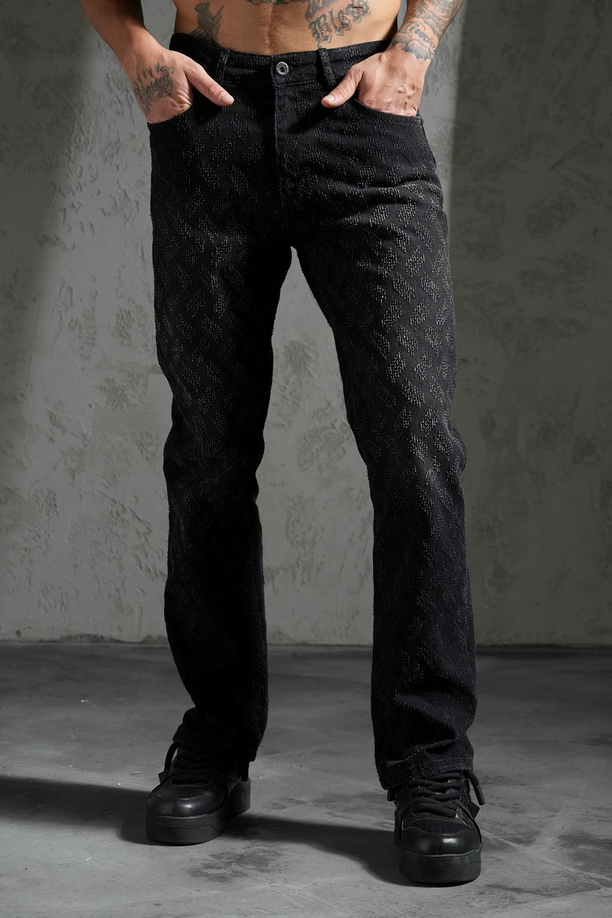 Püskül Desen Flare Kot Pantolon
