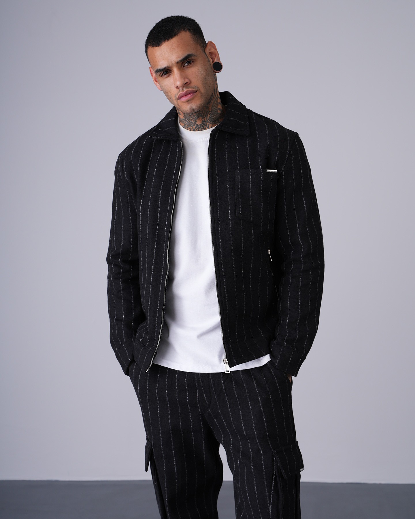 Regular Fit Zippered Jacket Trousers Set