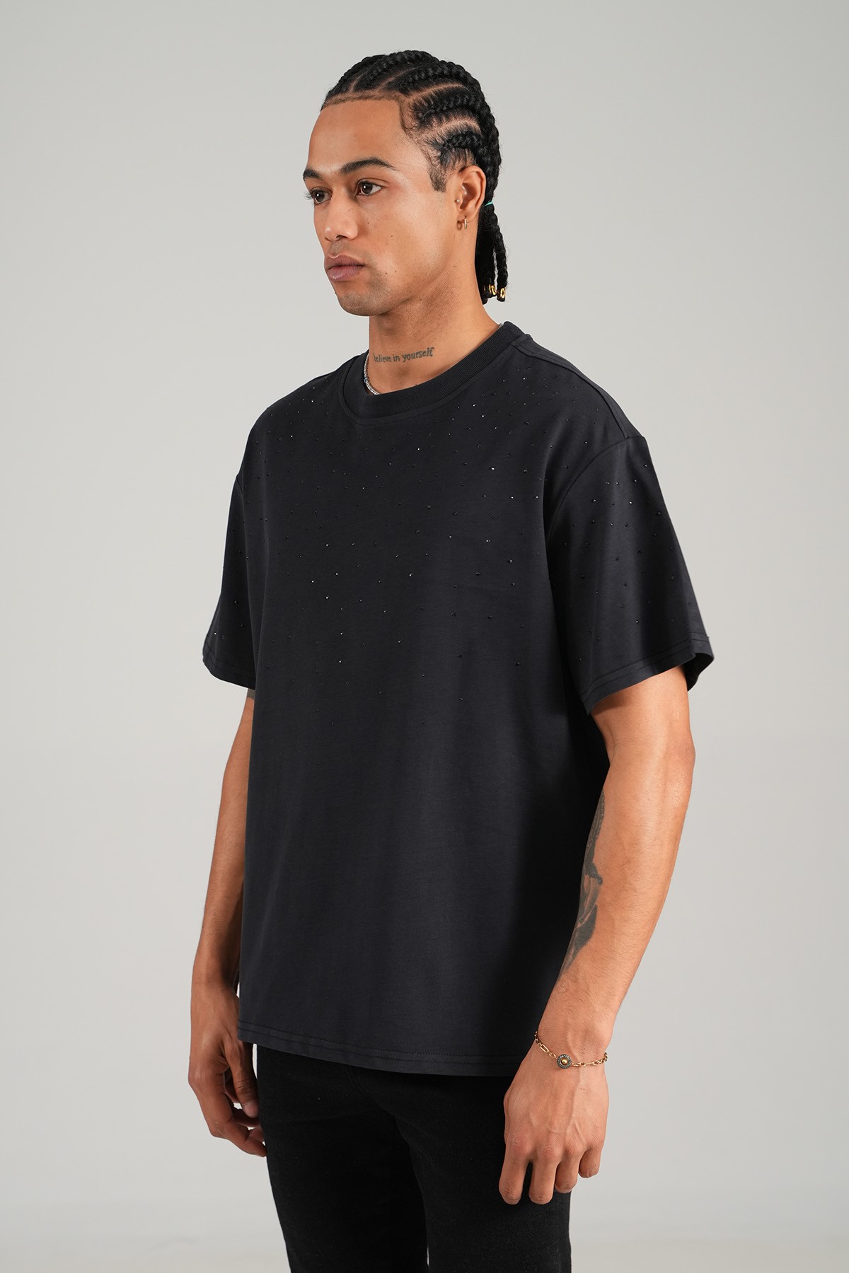 Taş işlemeli Oversize Tişört