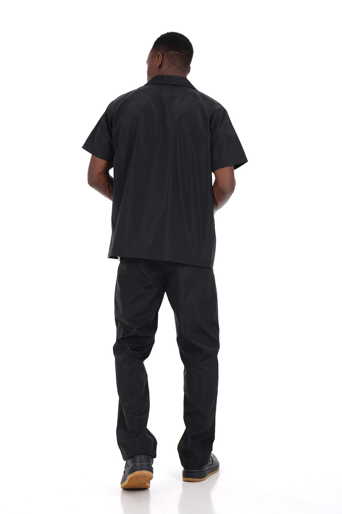 Snap Fastener Short Sleeve Shirt and Trousers Set