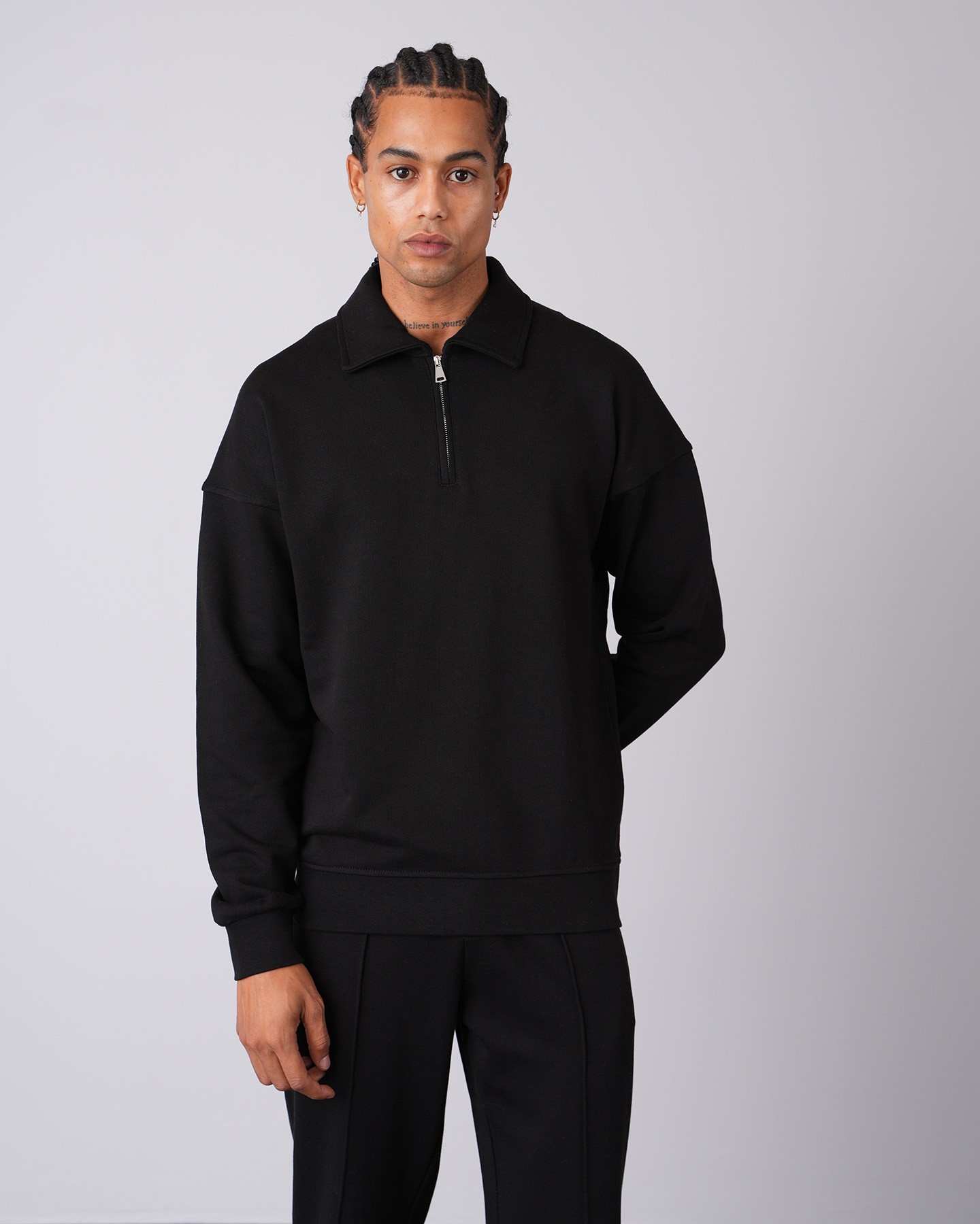 Sweatshirt Trousers Double Set - black