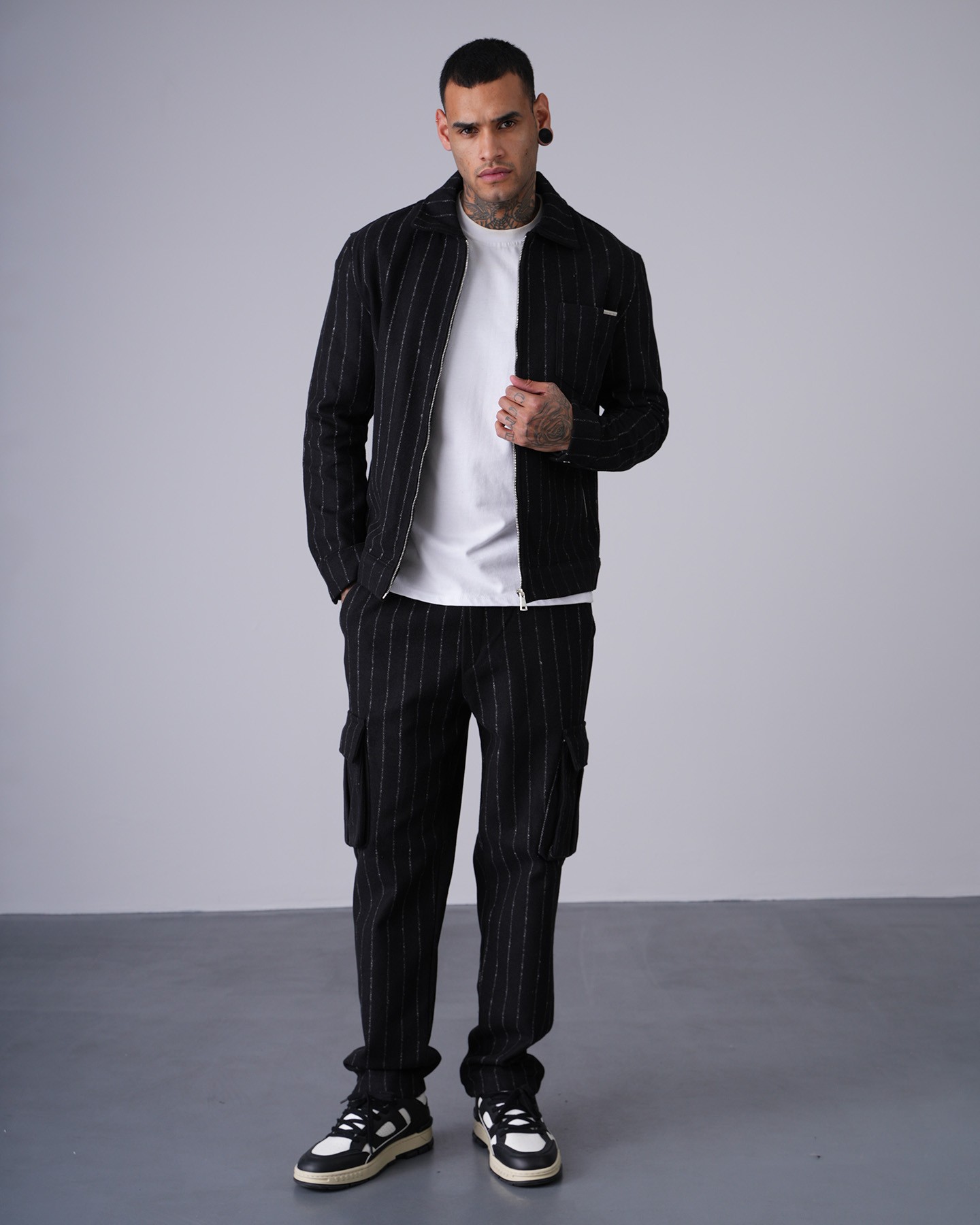 Regular Fit Zippered Jacket Trousers Set