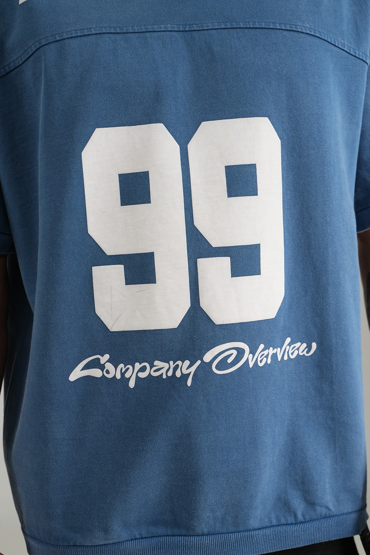 99 Baskılı V Yaka Oversize Tişört - Lacivert