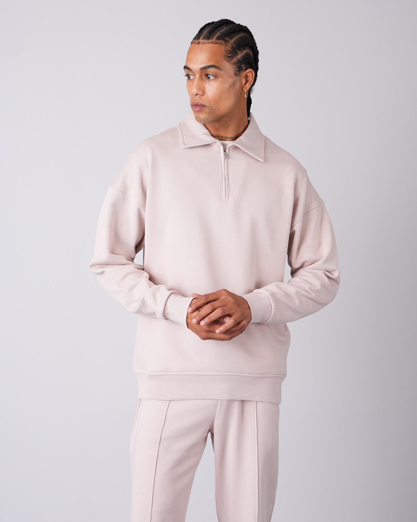 Sweatshirt Trousers Double Set - Beige