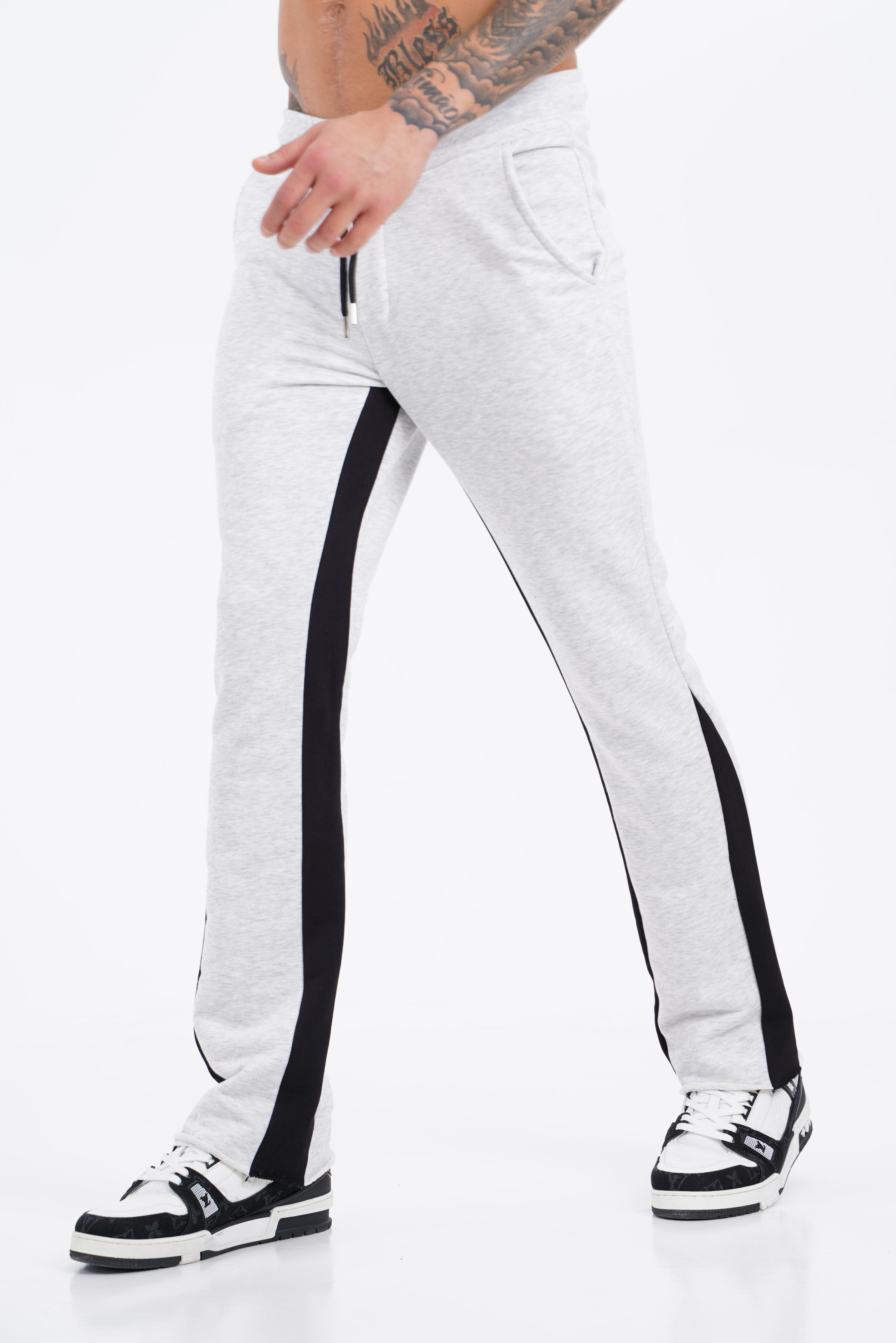 Color Blocked Wide Leg Sweatpant - gray