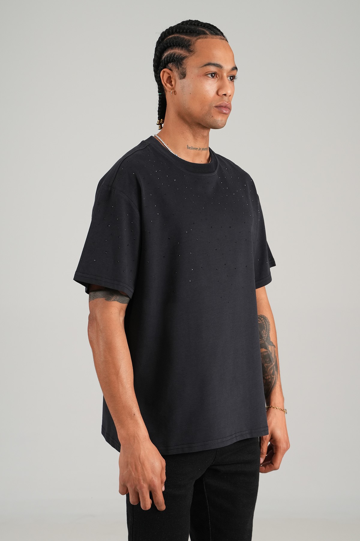 Taş işlemeli Oversize Tişört