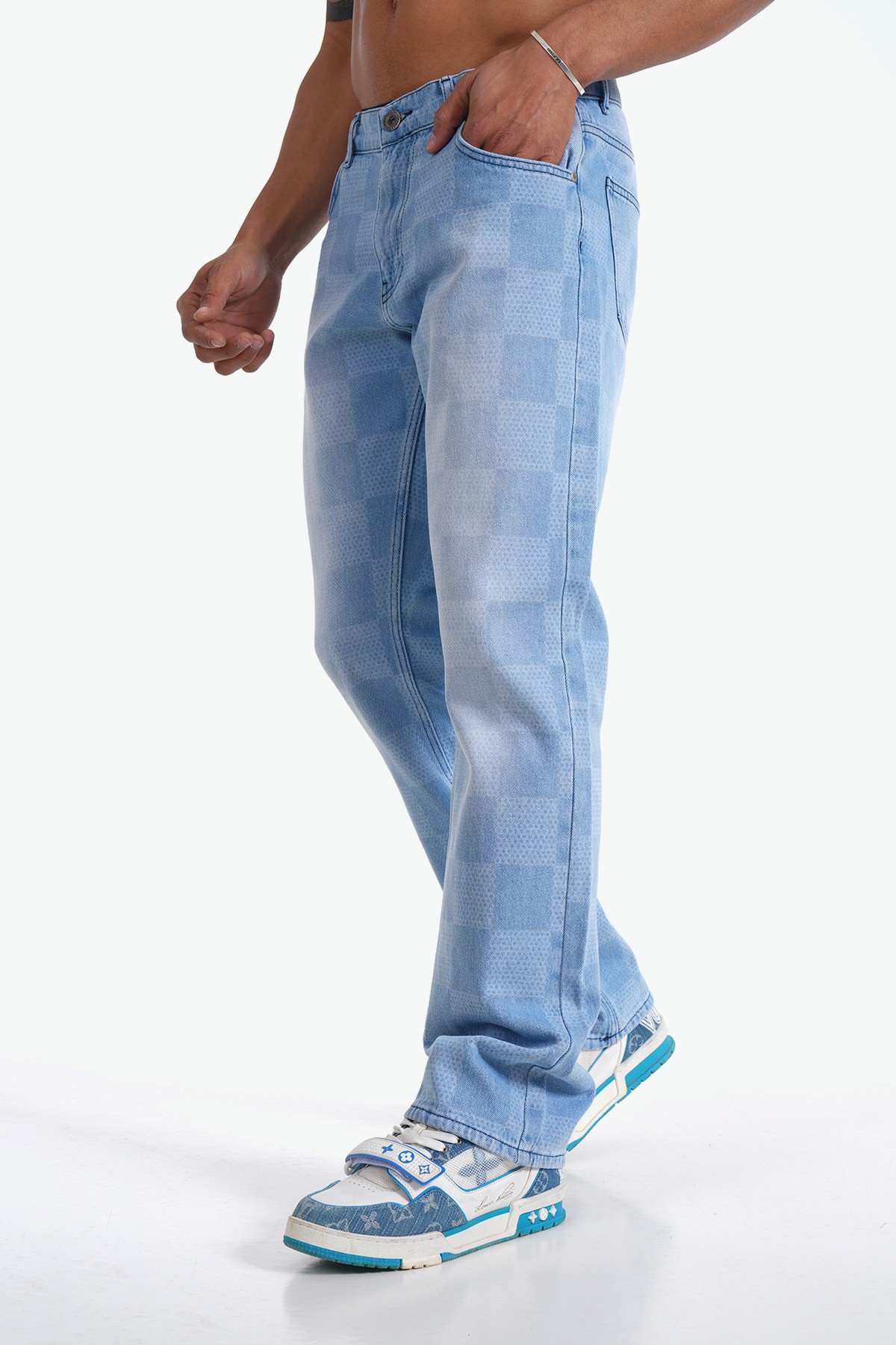 Square Pattern Straight Fit Jean