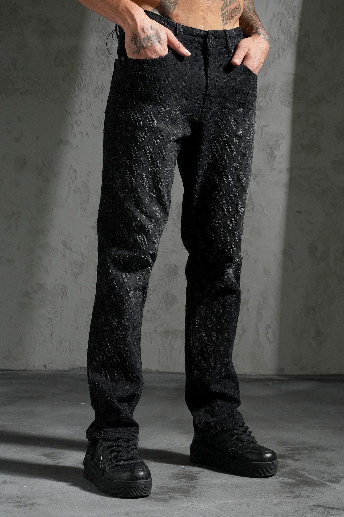 Püskül Desen Flare Kot Pantolon