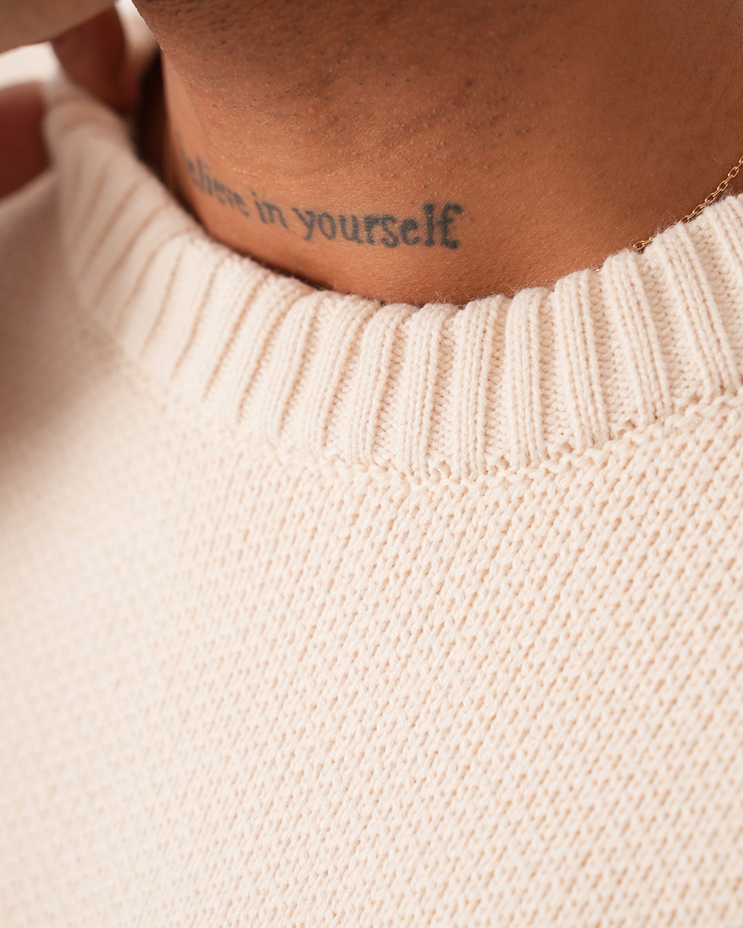 Basic Crew Neck Knitwear Sweater - Beige