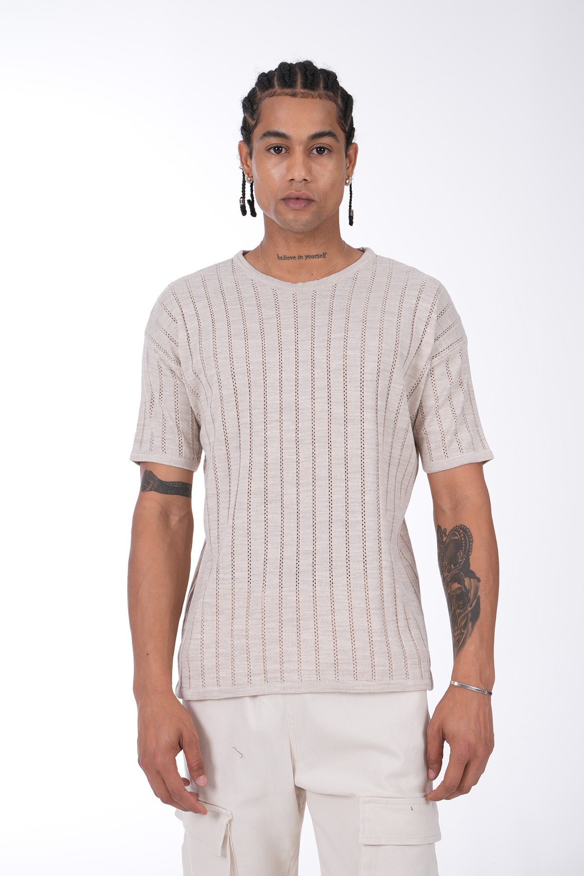 Basic Acrylic T-Shirt - Beige