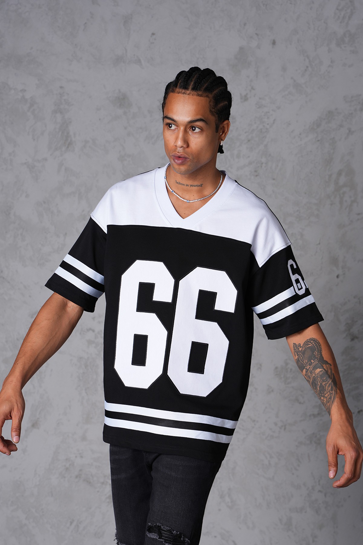 66 Baskılı Oversize Tişört