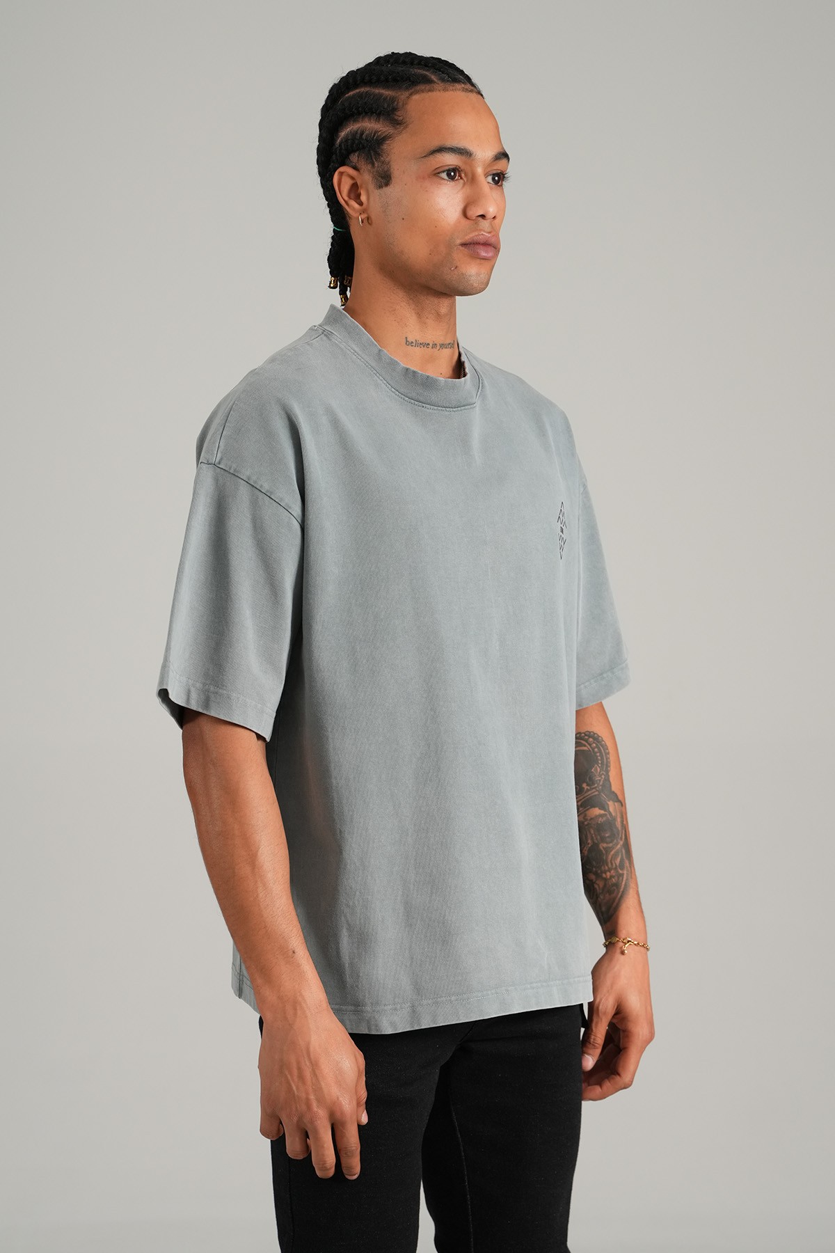 ETRNL Baskılı Oversize Tişört - gray