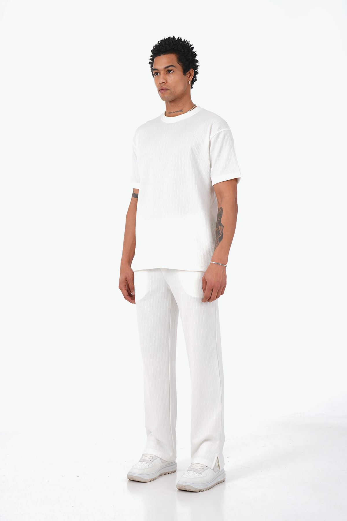 Fitil Desen Tişört Pantolon Dokuma Takım