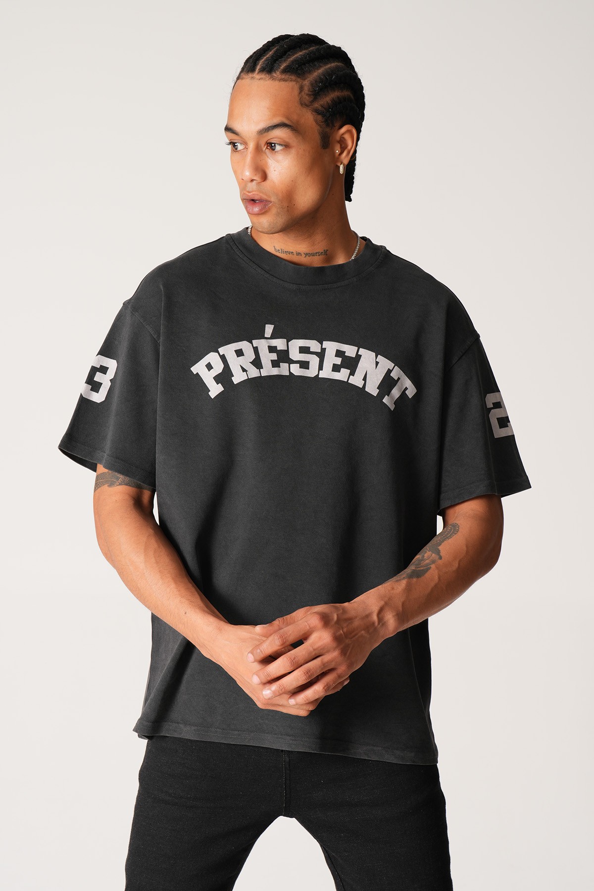 Present Baskılı Oversize Tişört