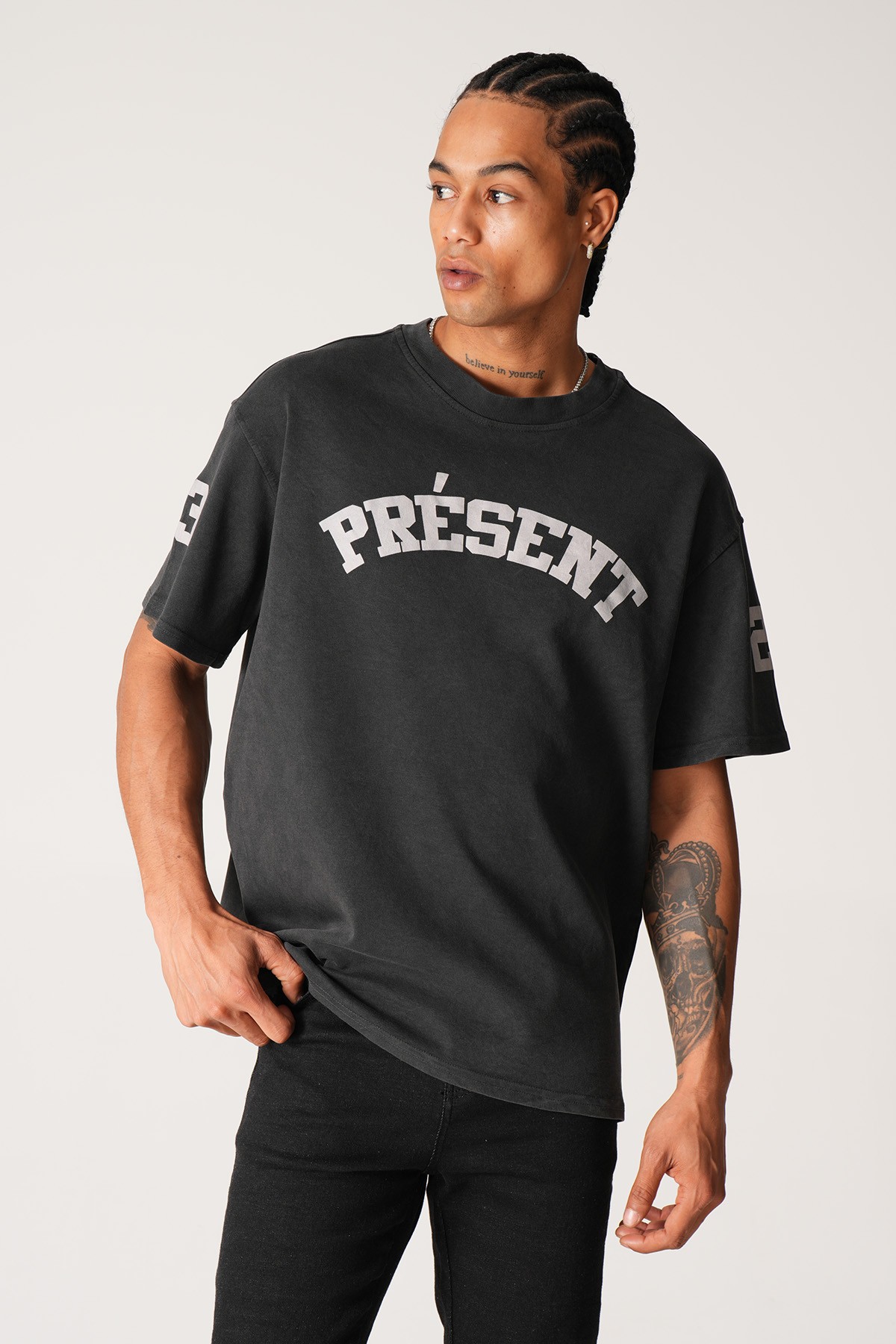 Present Baskılı Oversize Tişört