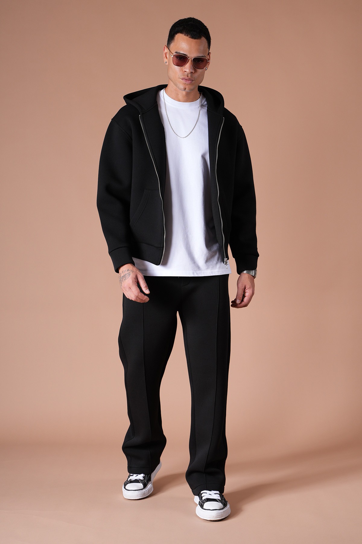 Fermuarlı Sweat Pantolon İkili Takım - black