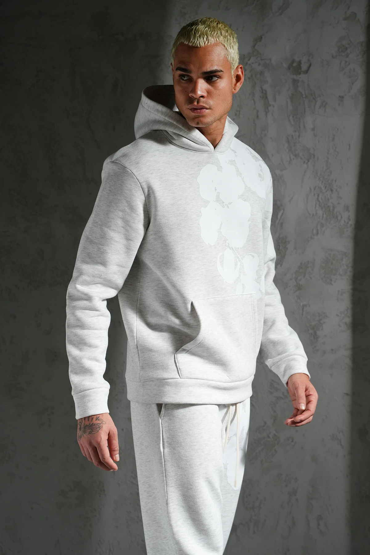 Çiçek Desen Kapüşonlu Eşofman Takım