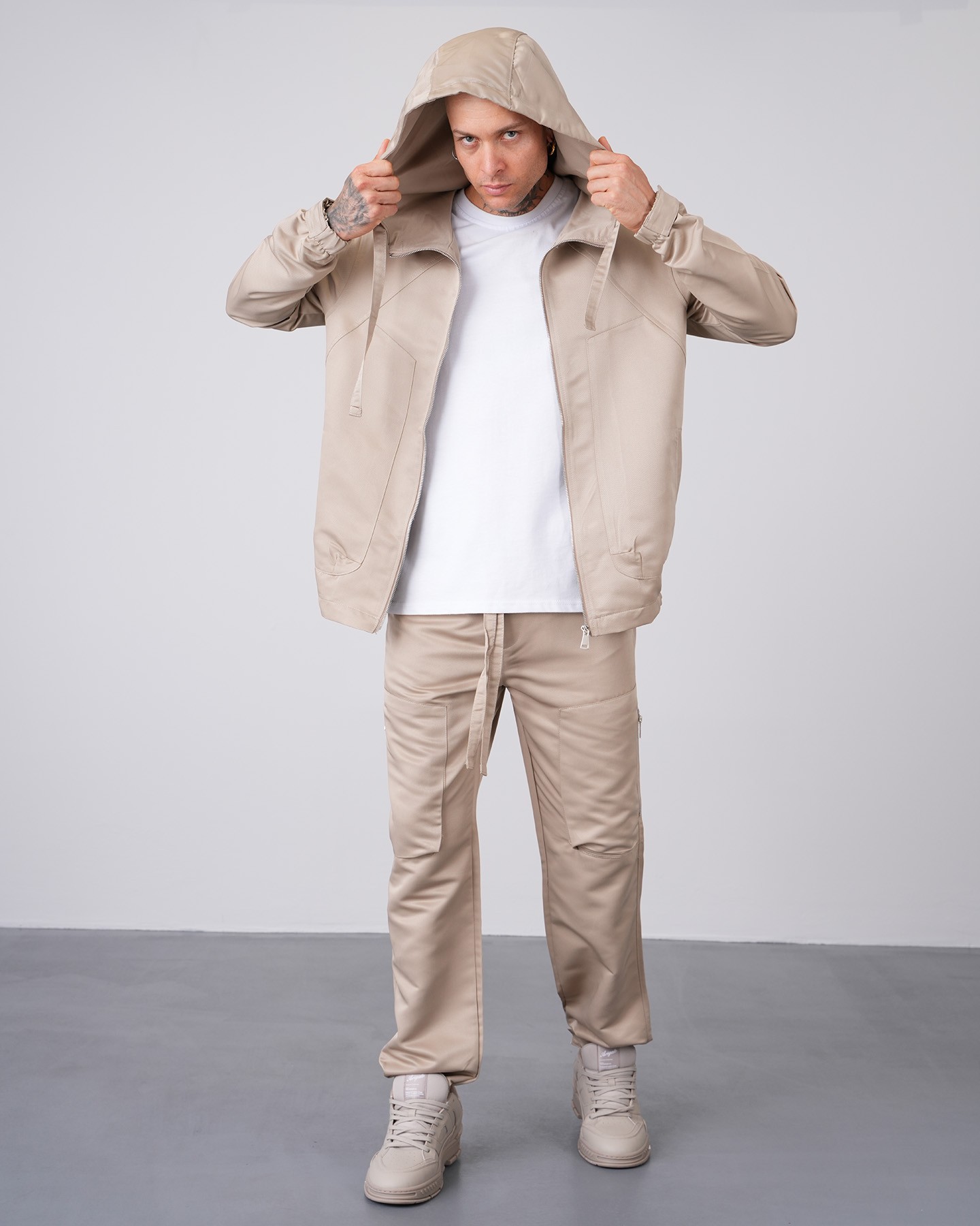 Regular Fit Hooded Jacket Trousers Set - Toprak