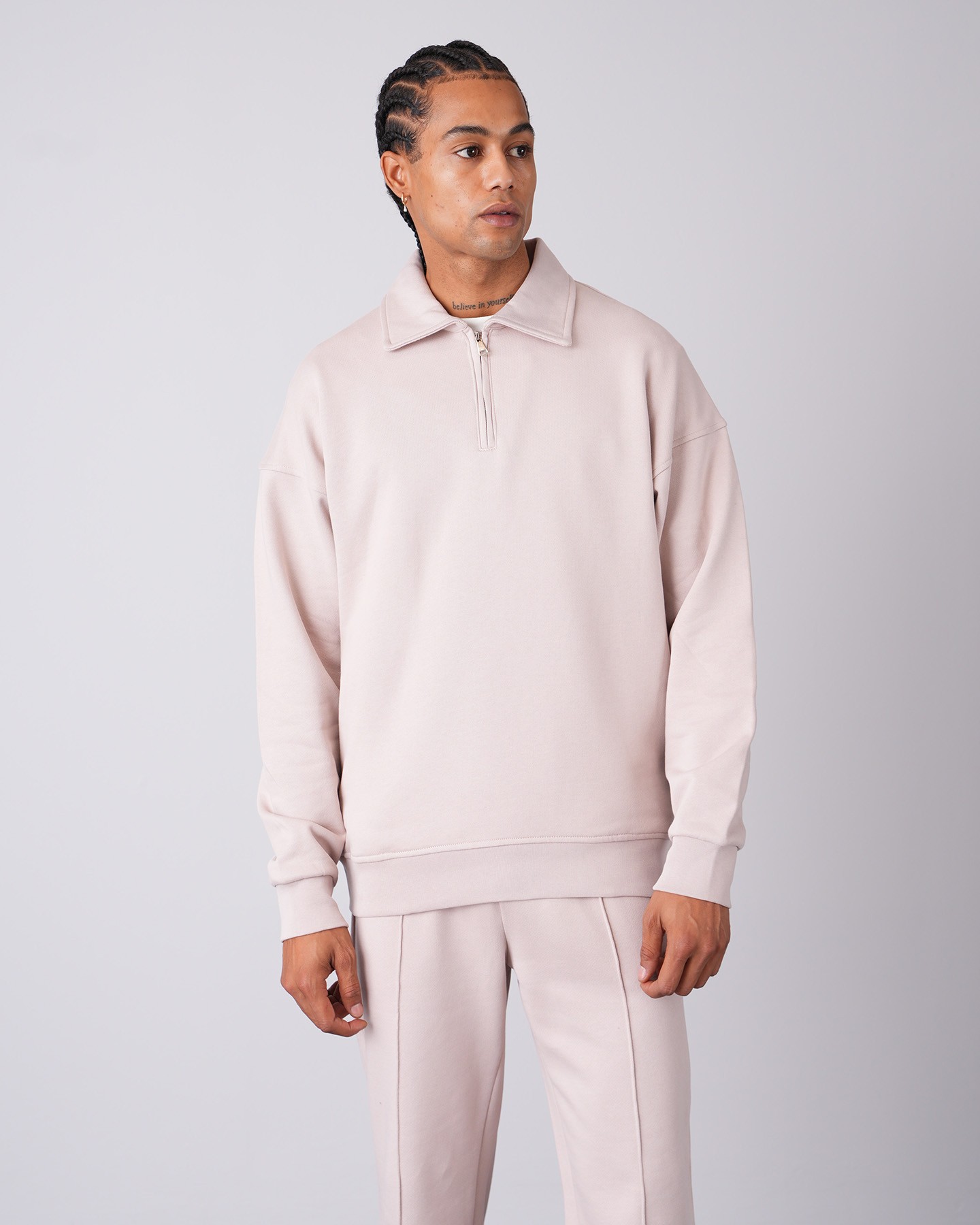 Sweatshirt Trousers Double Set - Beige