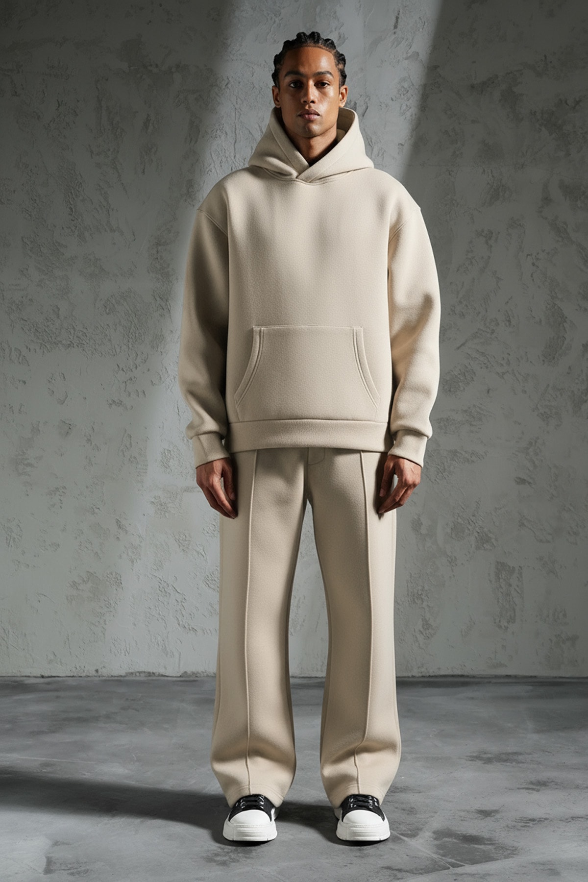 Sweatshirt and Trousers Two-Piece Set - Beige