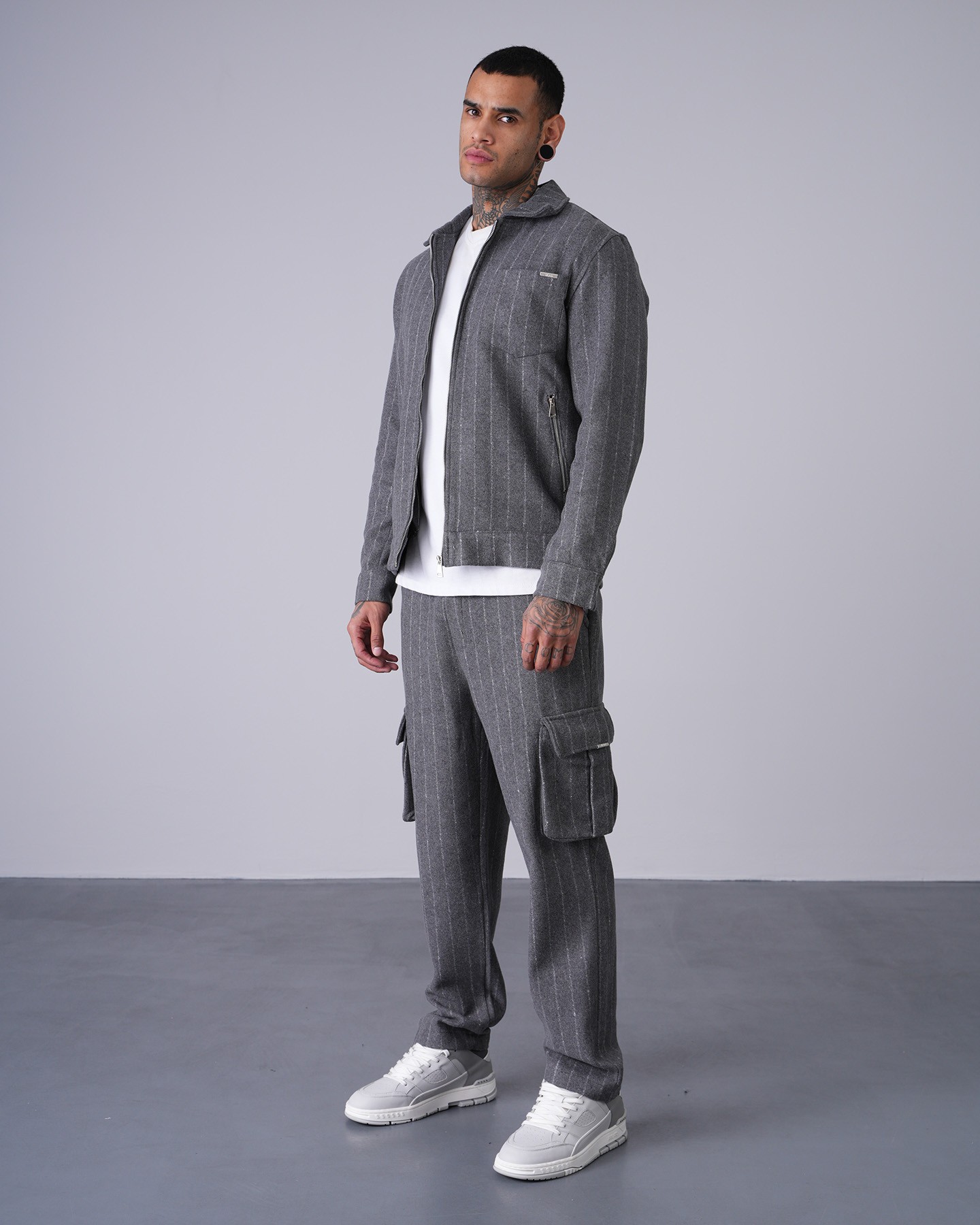 Regular Fit Zippered Jacket Trousers Set