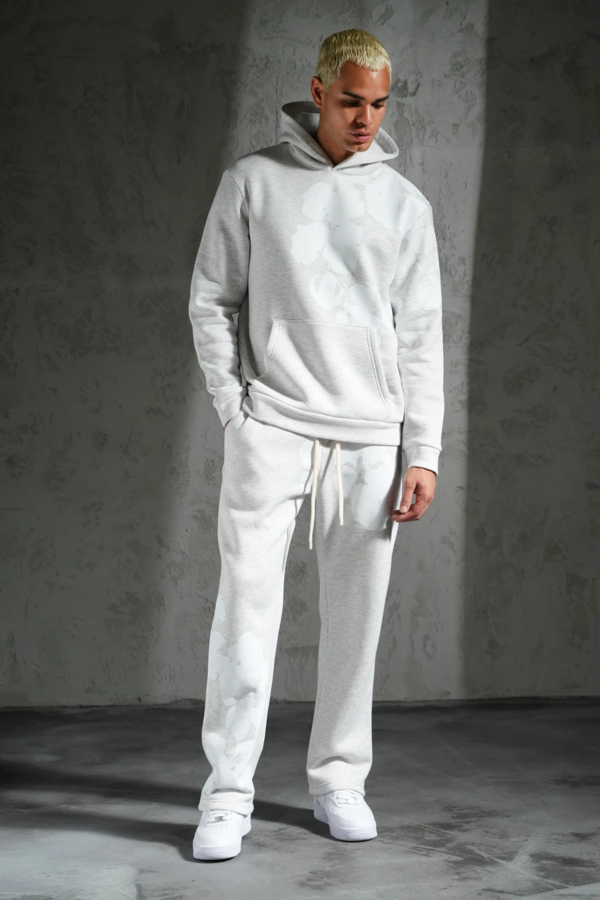 Çiçek Desen Kapüşonlu Eşofman Takım