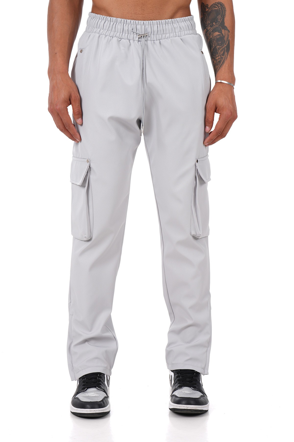 Regular Fit Zipped Kargo Pantolon - Gri