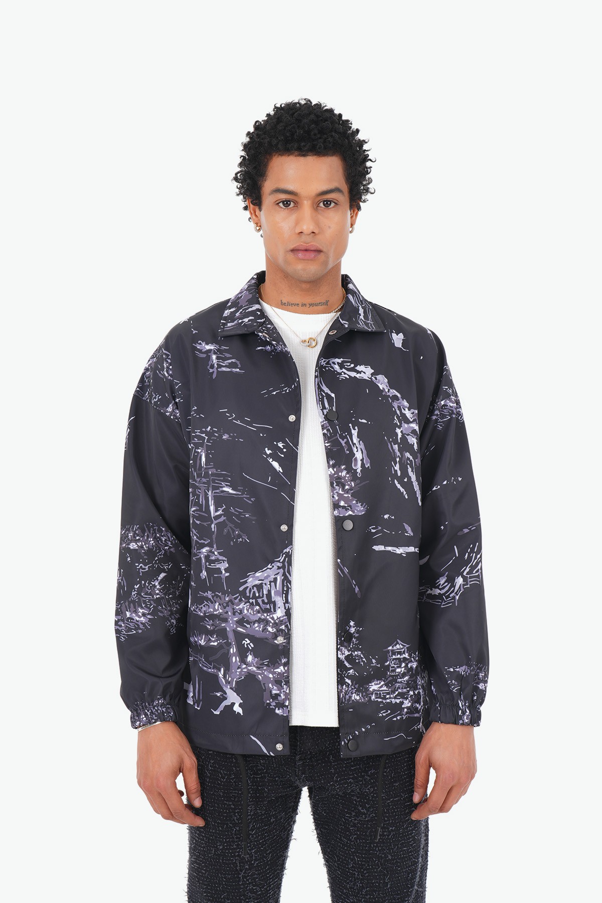 Veste universitaire à motif japonais - NOIR