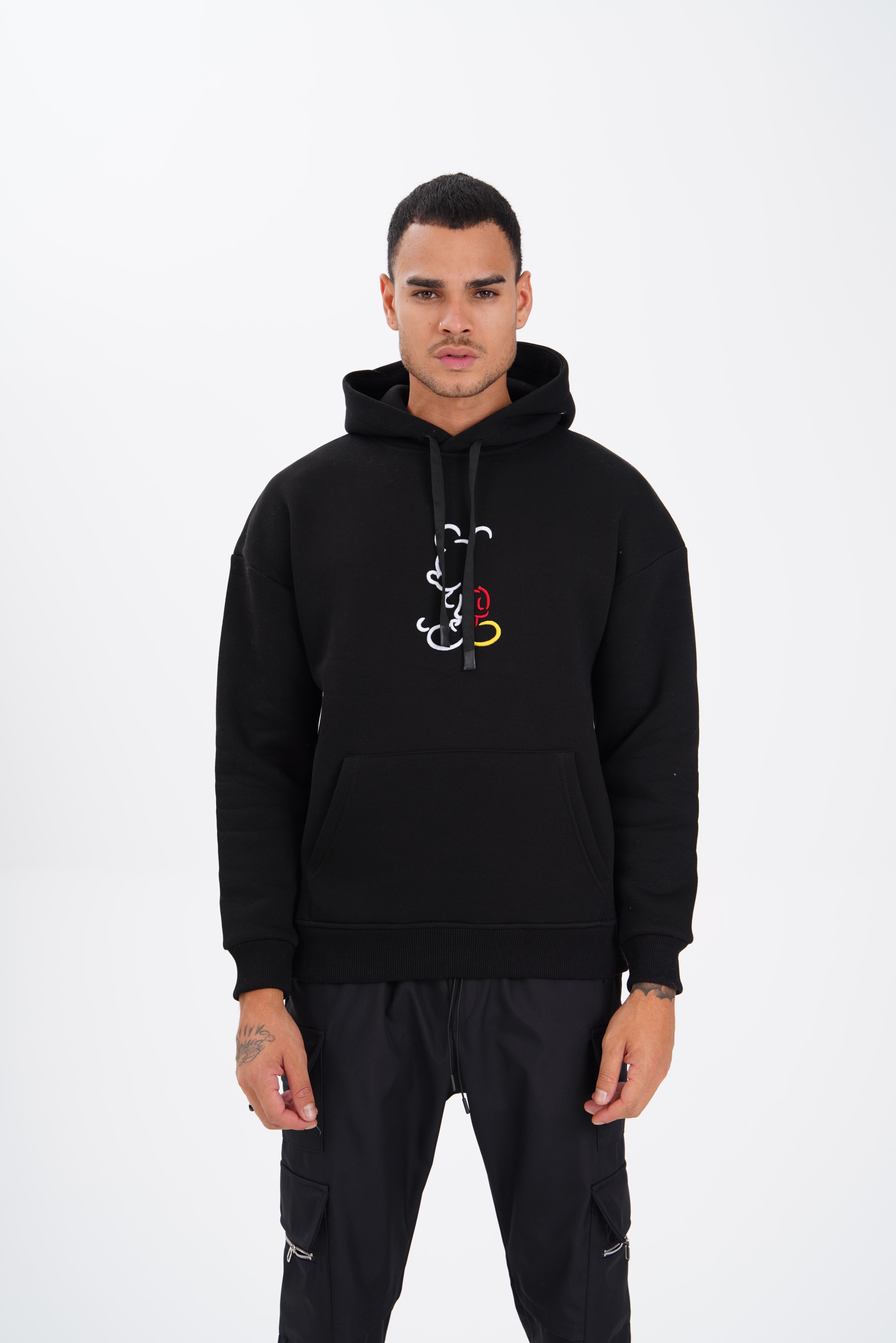 Sudadera con capucha bordada de Mickey - NEGRO