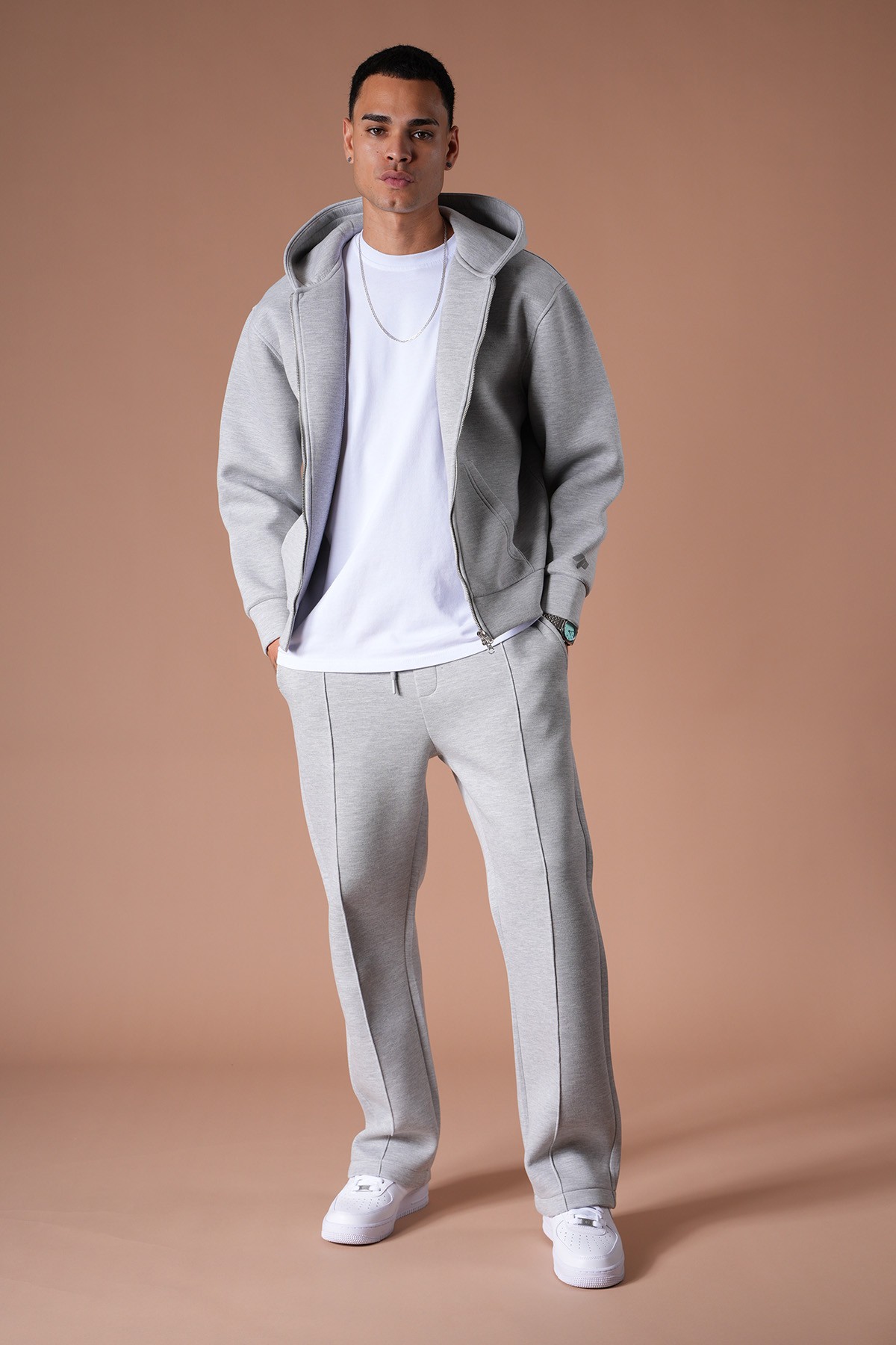 Fermuarlı Sweat Pantolon İkili Takım - gray