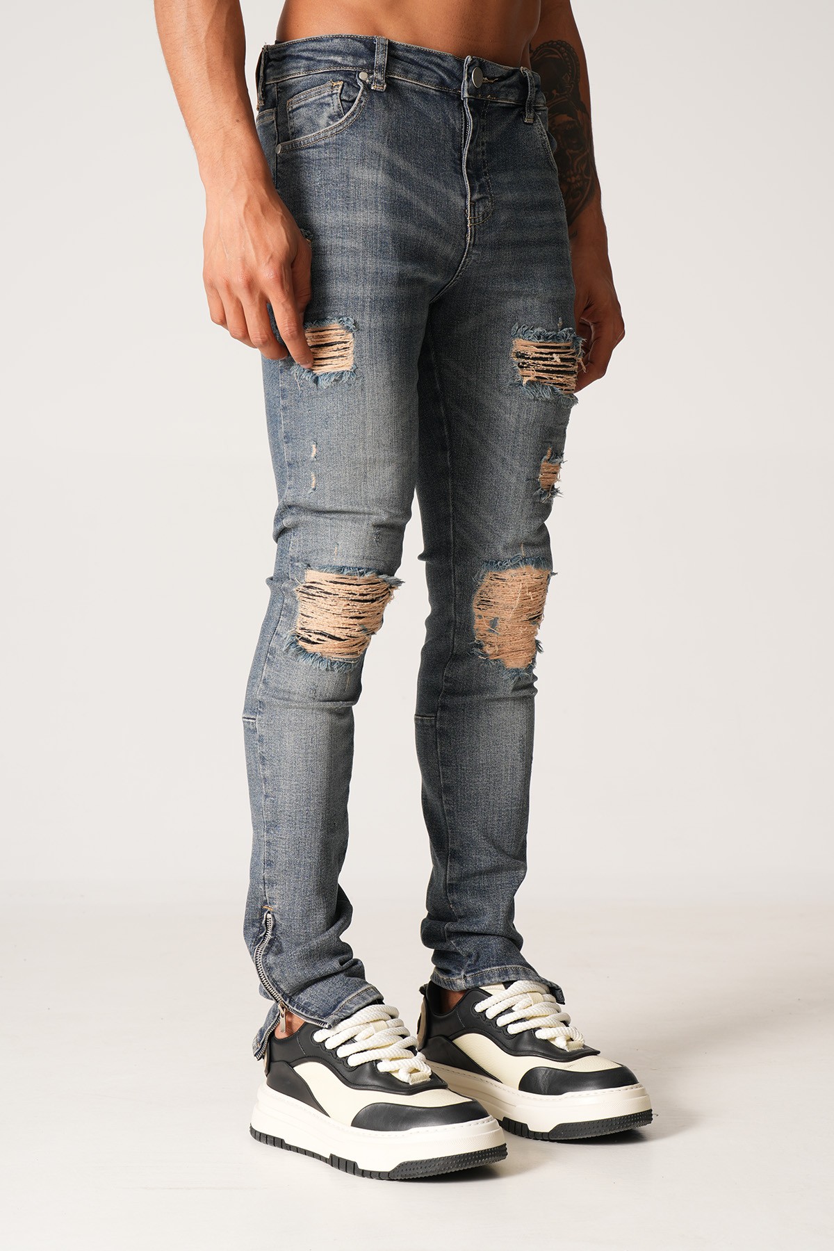 Slim Fit Zipped Kot Pantolon