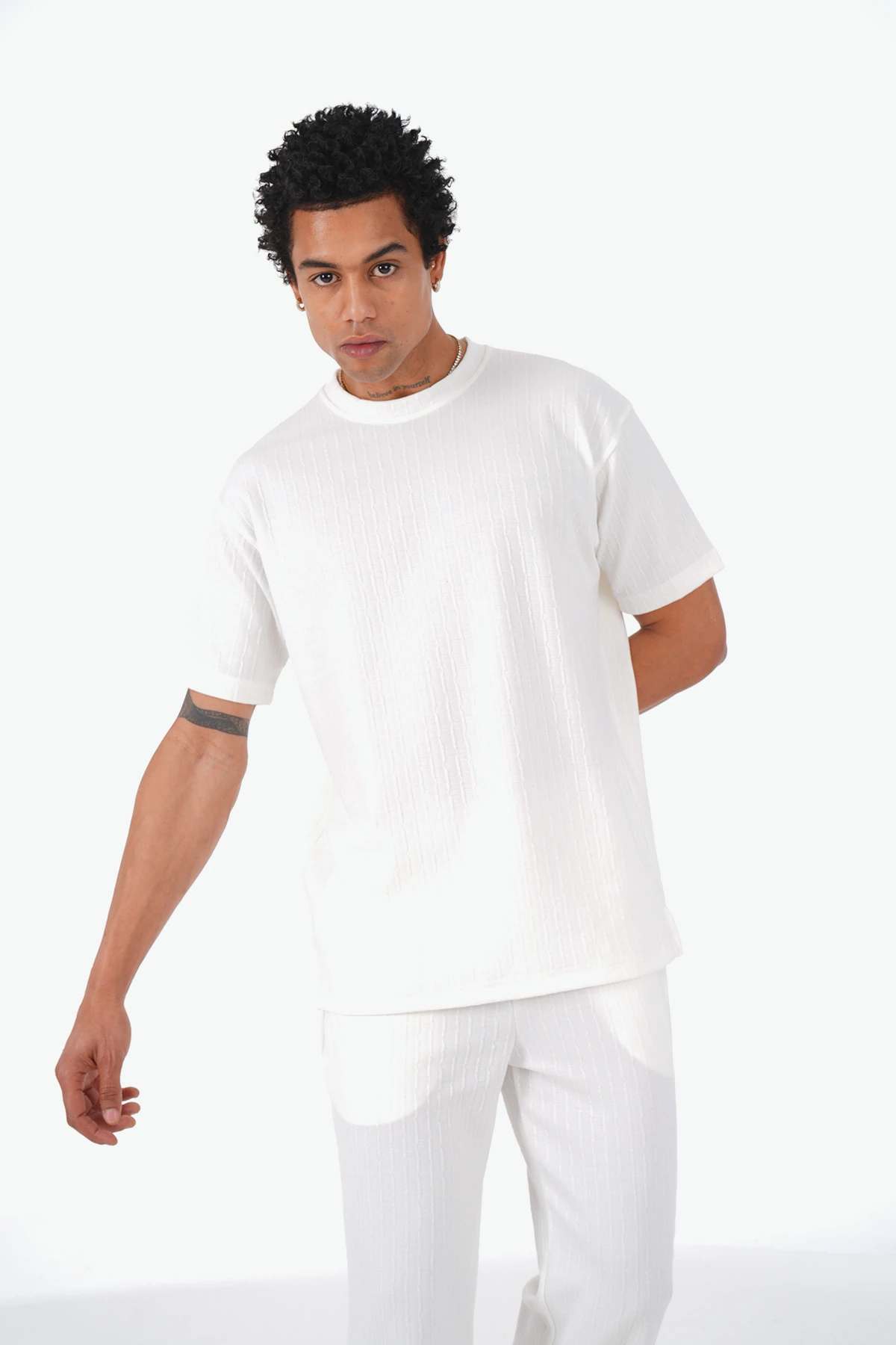 Fitil Desen Tişört Pantolon Dokuma Takım