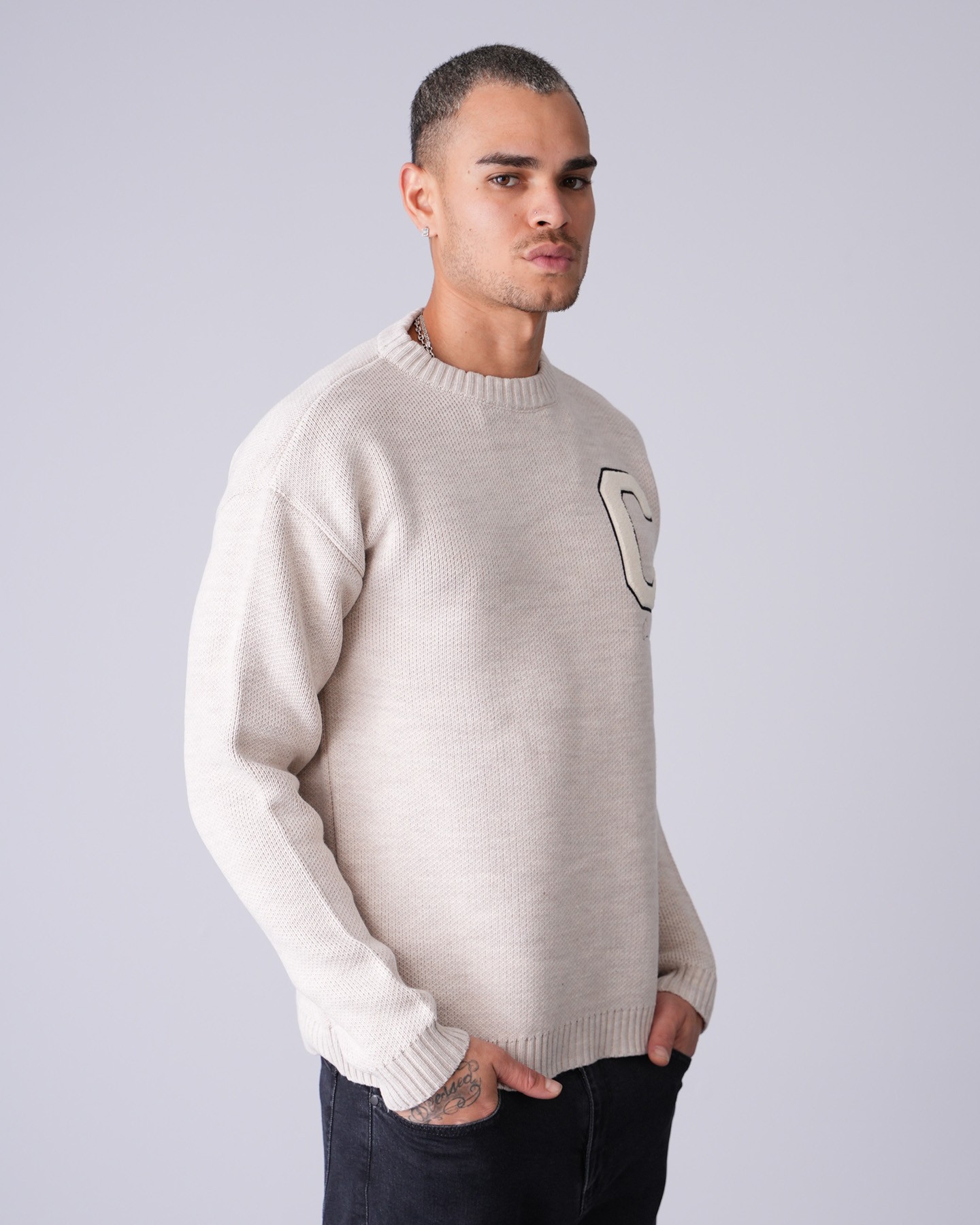 C Detailed Knitwear Sweater - Beige