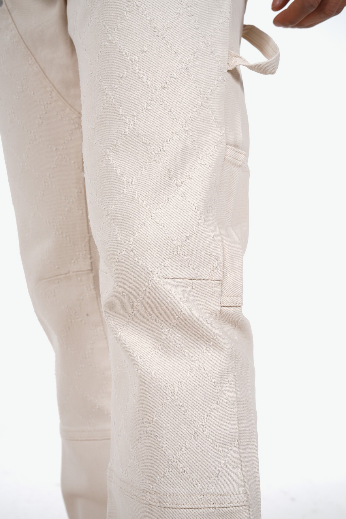 Baklava Desenli Regular Fit Zipped Kot Pantolon