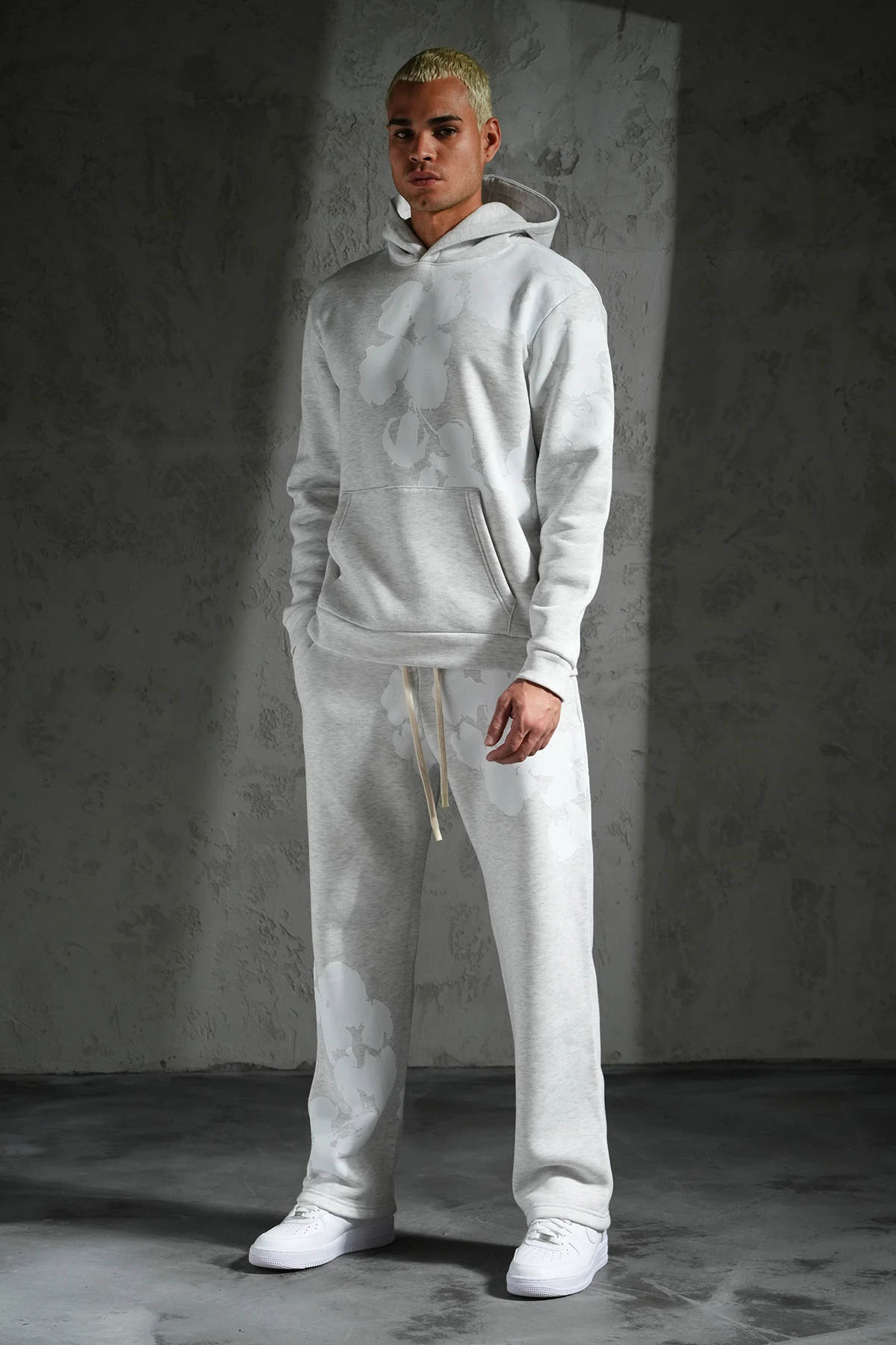 Çiçek Desen Kapüşonlu Eşofman Takım