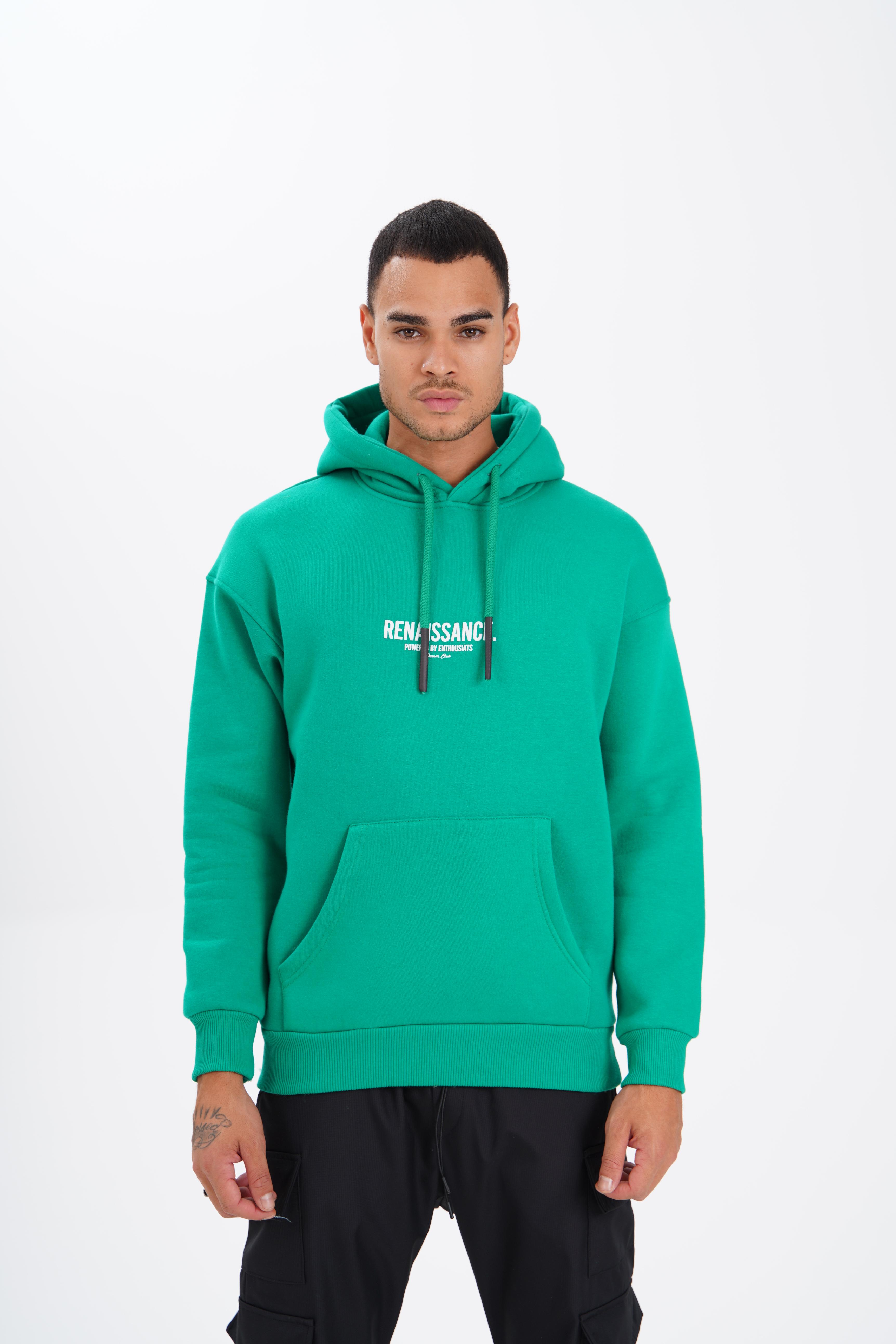 Sudadera con capucha y estampado renacentista - VERDE