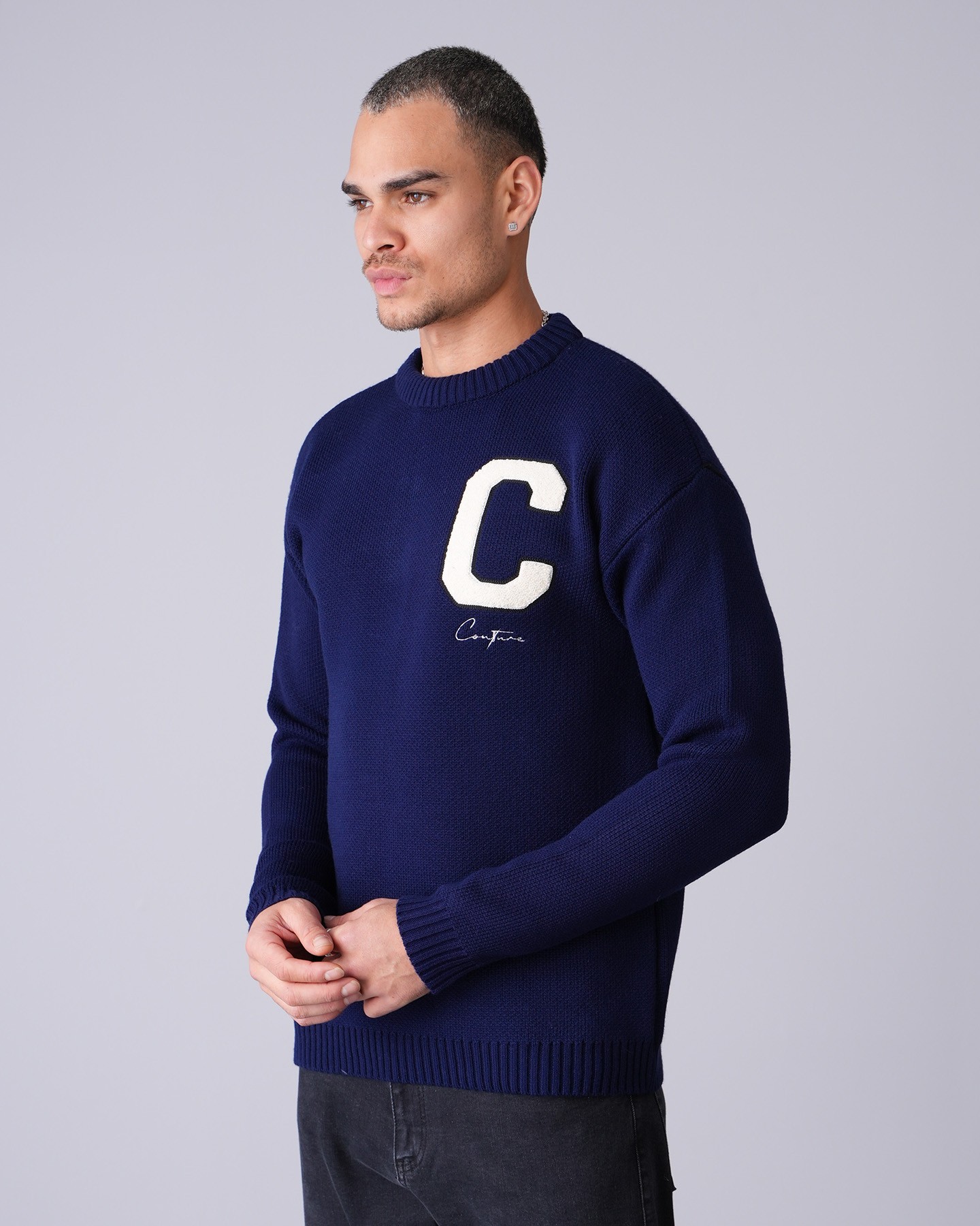 C Detailed Knitwear Sweater - Lacivert