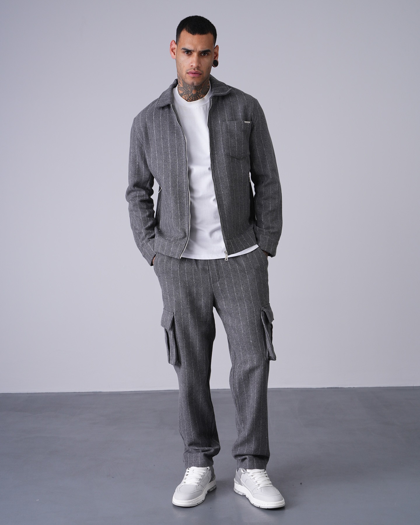 Regular Fit Zippered Jacket Trousers Set