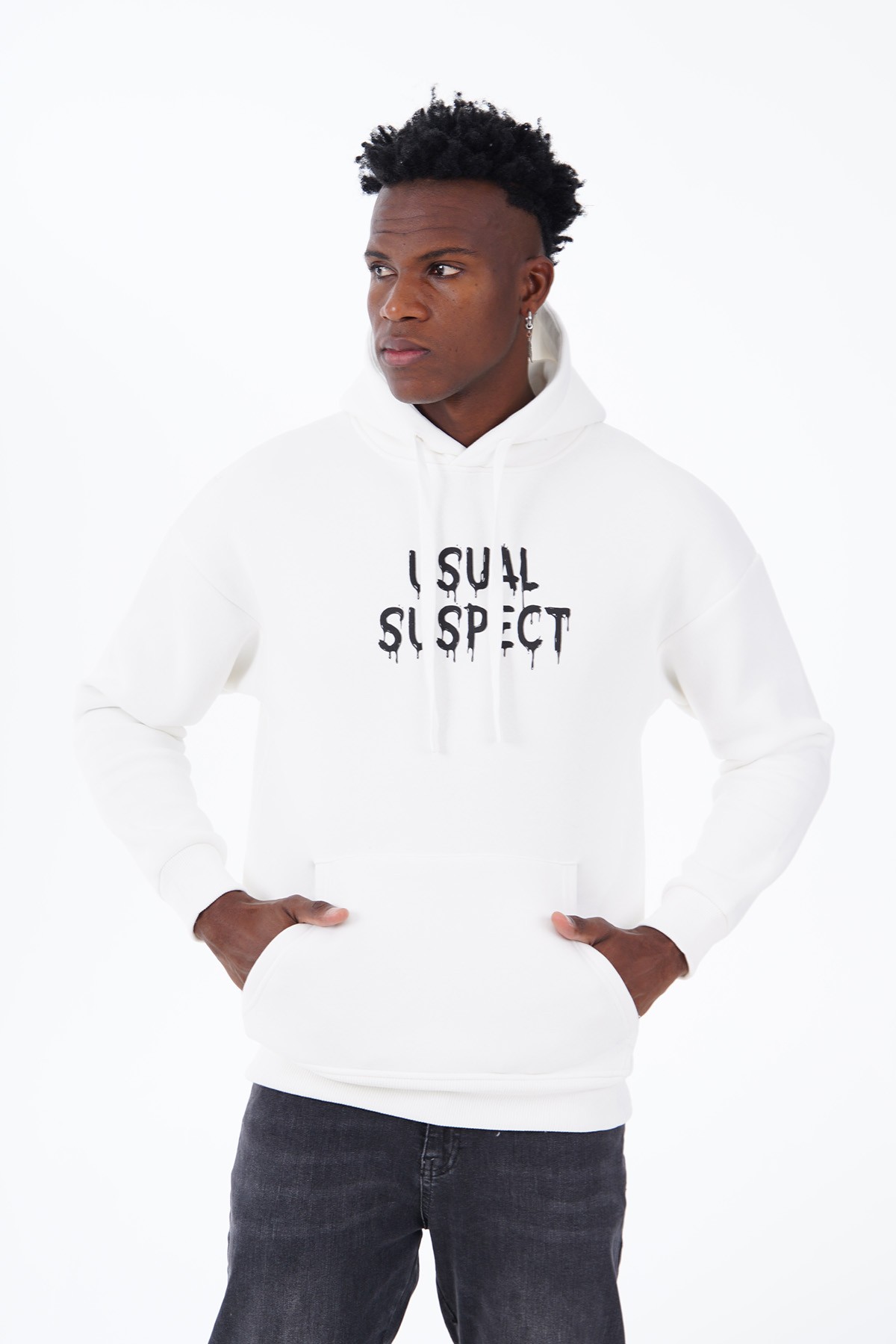 Usual Suspect Printed Hooded Sweatshirt - White