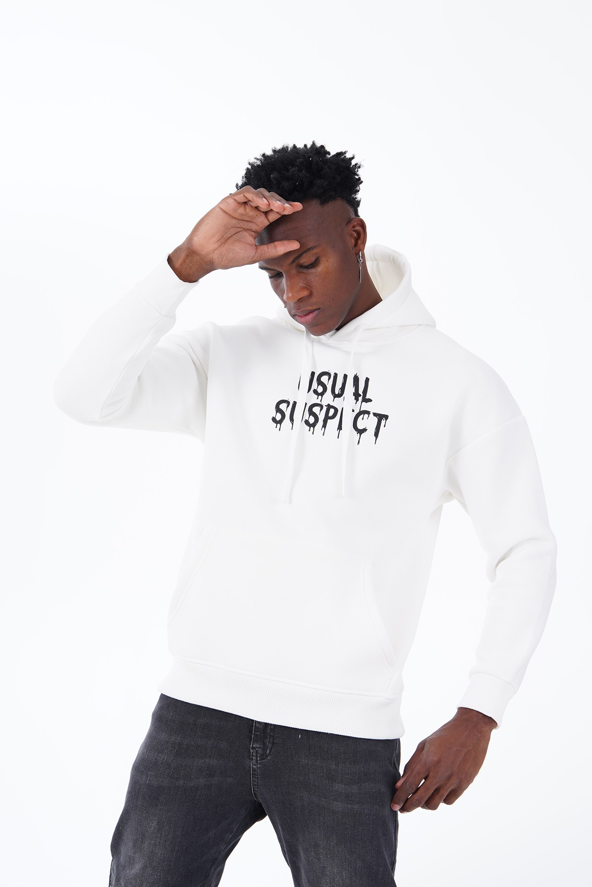 Usual Suspect Printed Hooded Sweatshirt - White