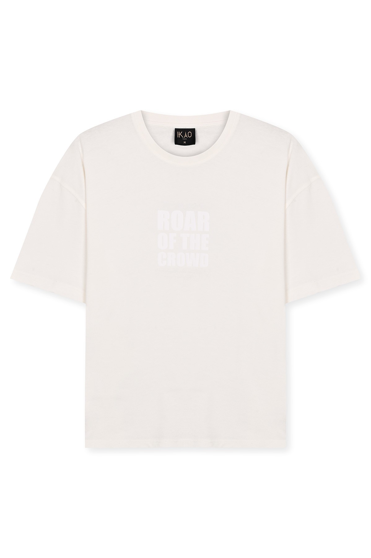 Kabartma Baskılı Oversize Tişört - Ecru