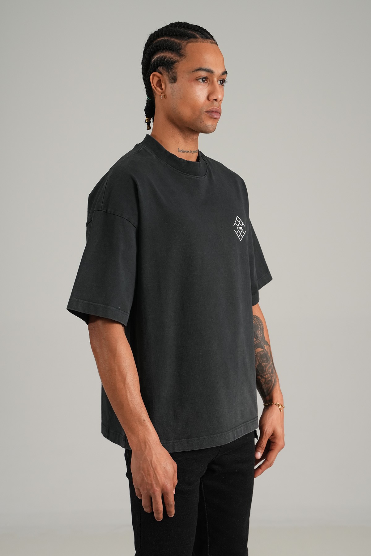 ETRNL Baskılı Oversize Tişört - anthracite