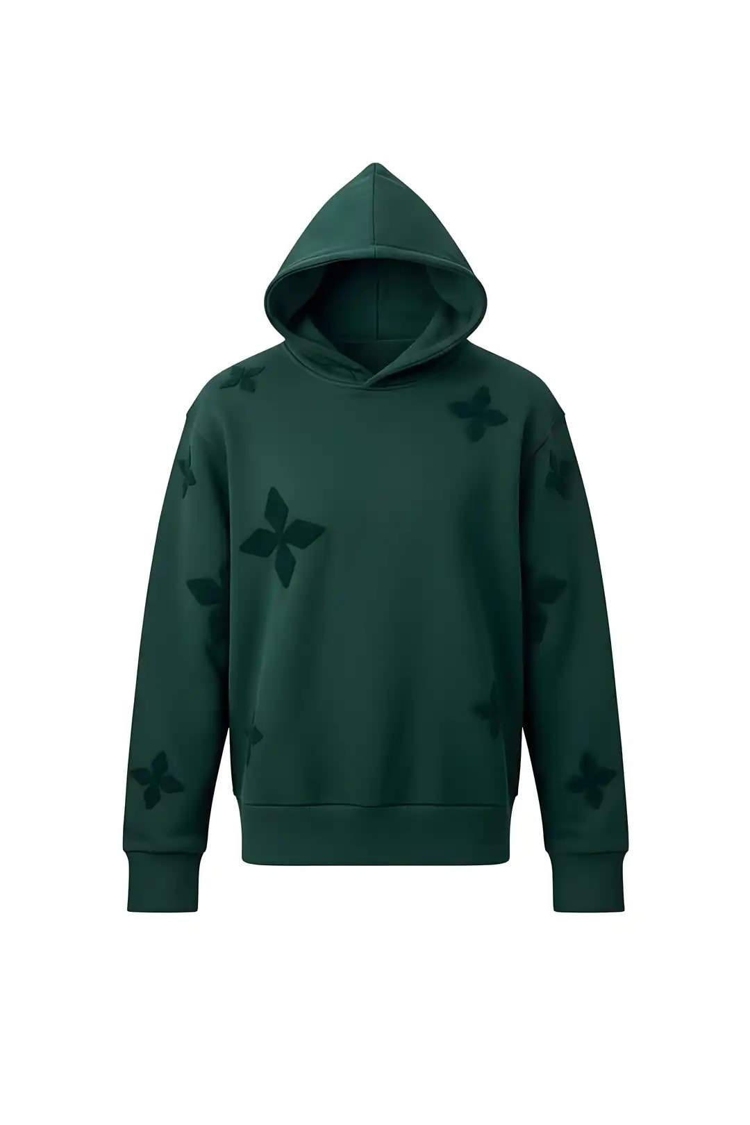 Yıldız  Desenli Kapüşonlu Sweatshirt - Yeşil