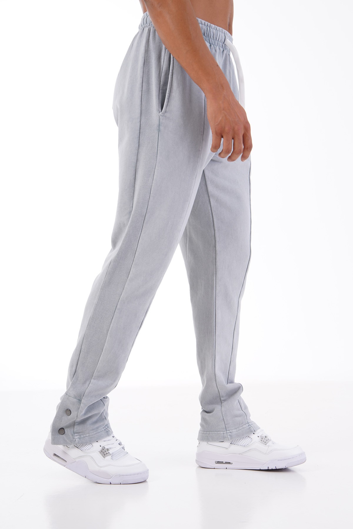 Trousers with Snap Detail on Legs - gray