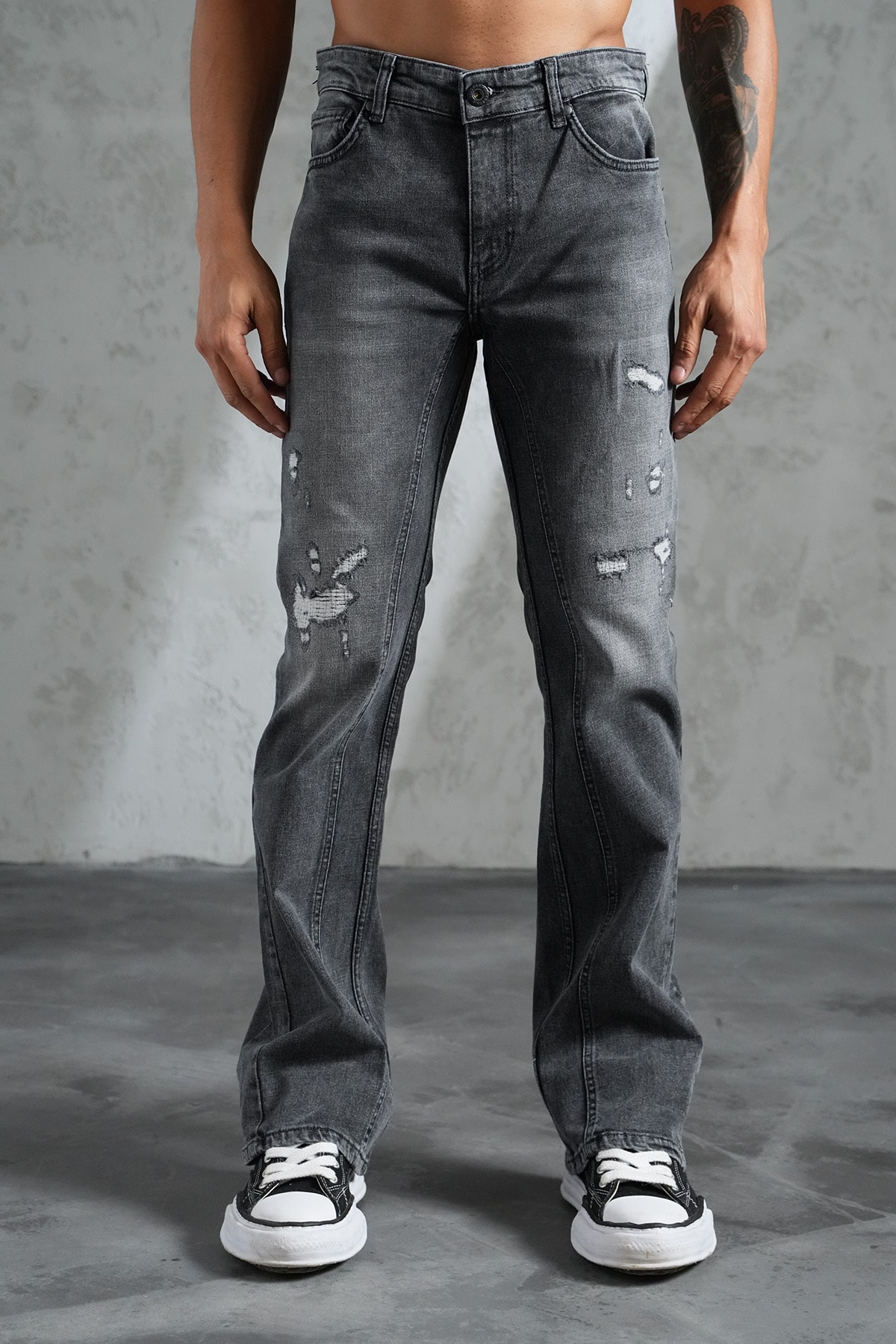 Regular Fit Flare Kot Pantolon - Siyah