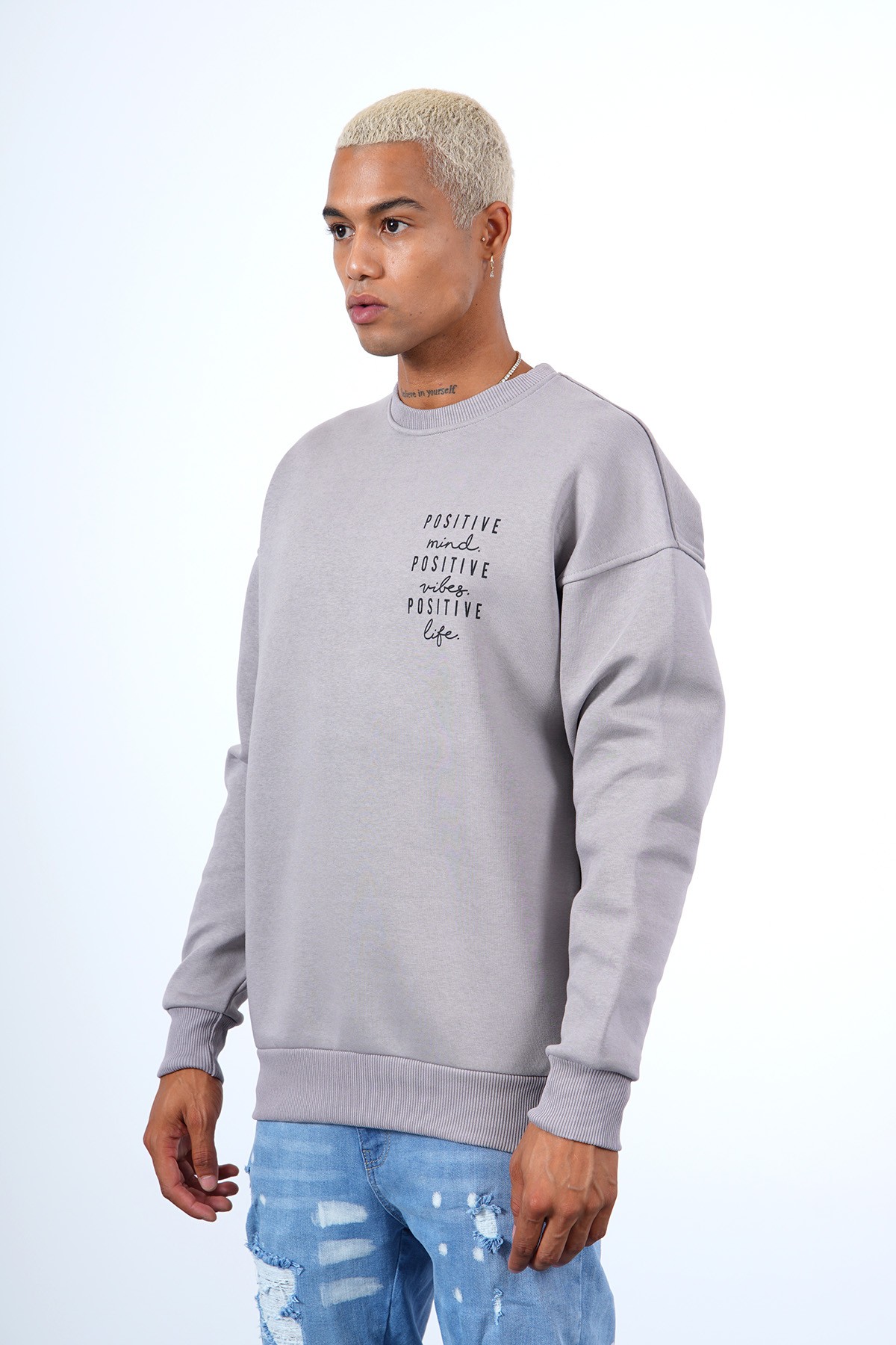 Positive Basic Crew Neck Sweat - gray