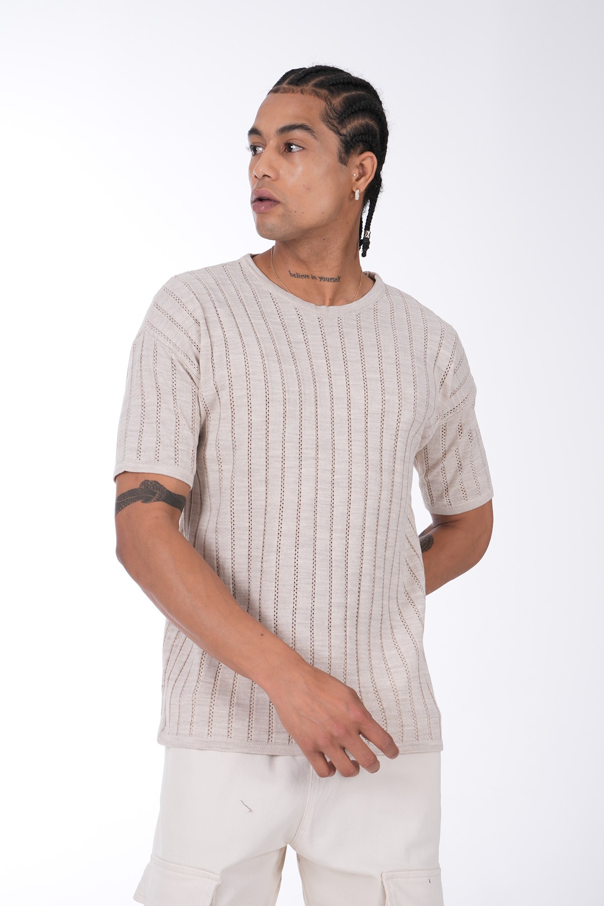 Basic Acrylic T-Shirt - Beige